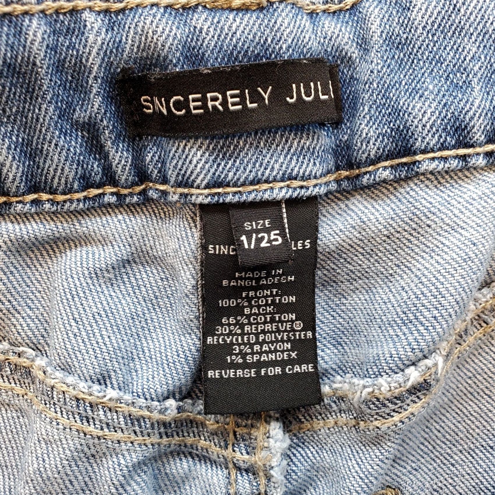 Denime Sincerely Jules Jeans Women's 1/25 Blue Denim Distressed Frayed Hem Flat Front Denim Jeans Size 1 Womens 25in Inseam Mens? Size 25" / US 0 / IT 36 - 6 Thumbnail