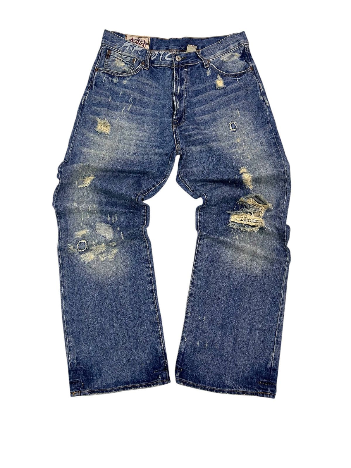 Abercrombie & Fitch × Vintage 💥 Vintage Abercrombie & Fitch Denim Distressed Punk Ripped Size US 34 / EU 50 - 1 Thumbnail