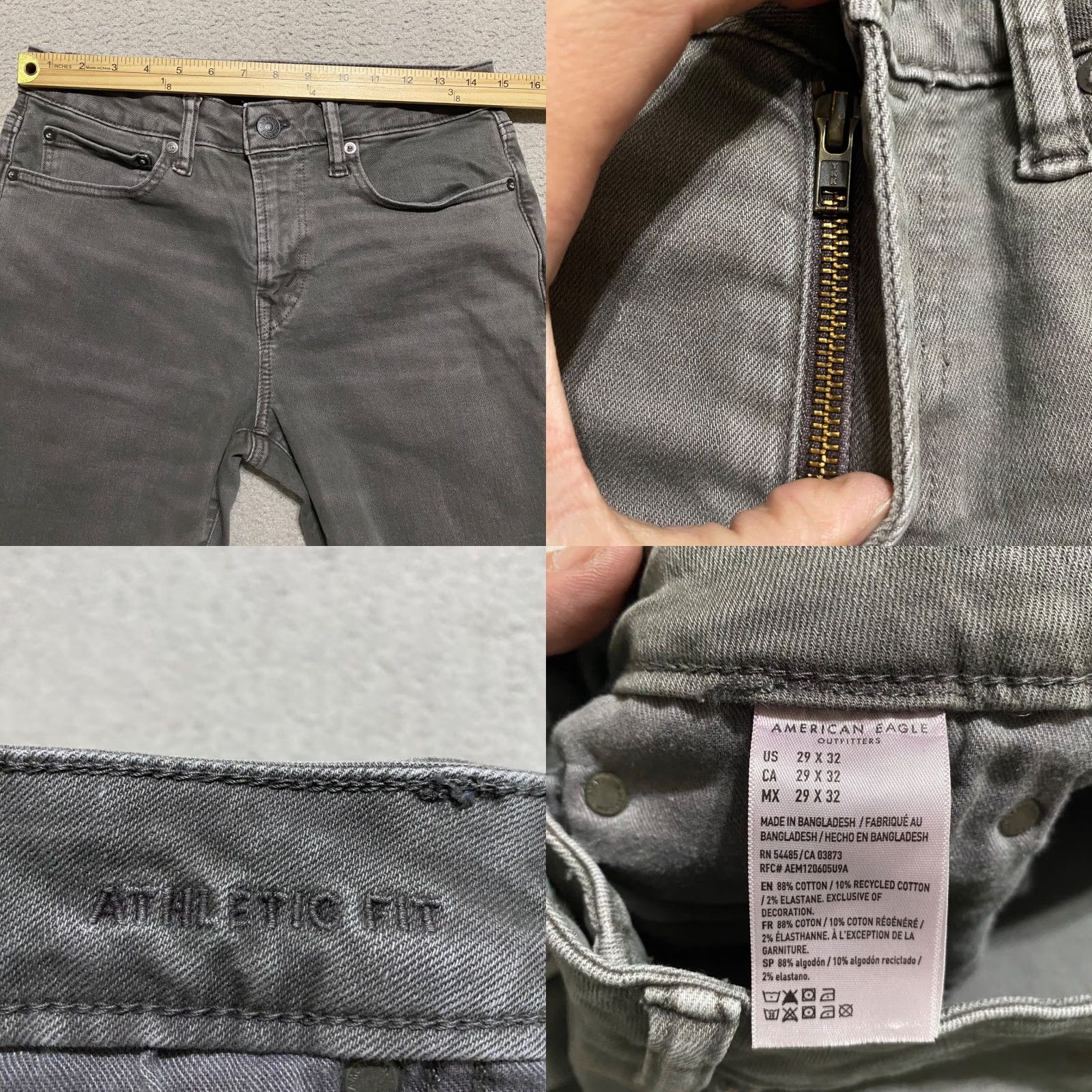 American Eagle Outfitters American Eagle Outfitters Jeans Mens 29x32 Gray Denim Athletic Fit Tapered Medium Wash Size US 29 - 8 Thumbnail
