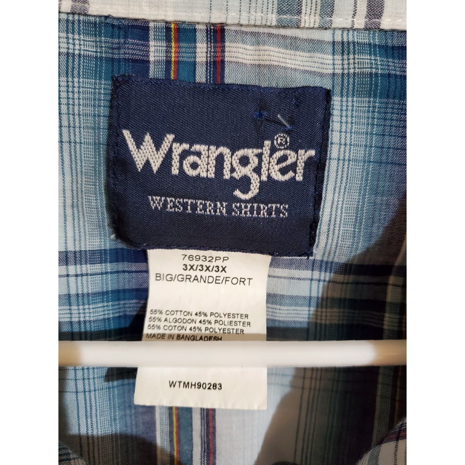 Wrangler Wrangler Mens Button-Up Western Shirt Blue Plaid 3XL Shirt Long Sleeve Collared Button-Down Casual Workwear Shirts Mens Size US XXL / EU 58 / 5 - 2 Thumbnail
