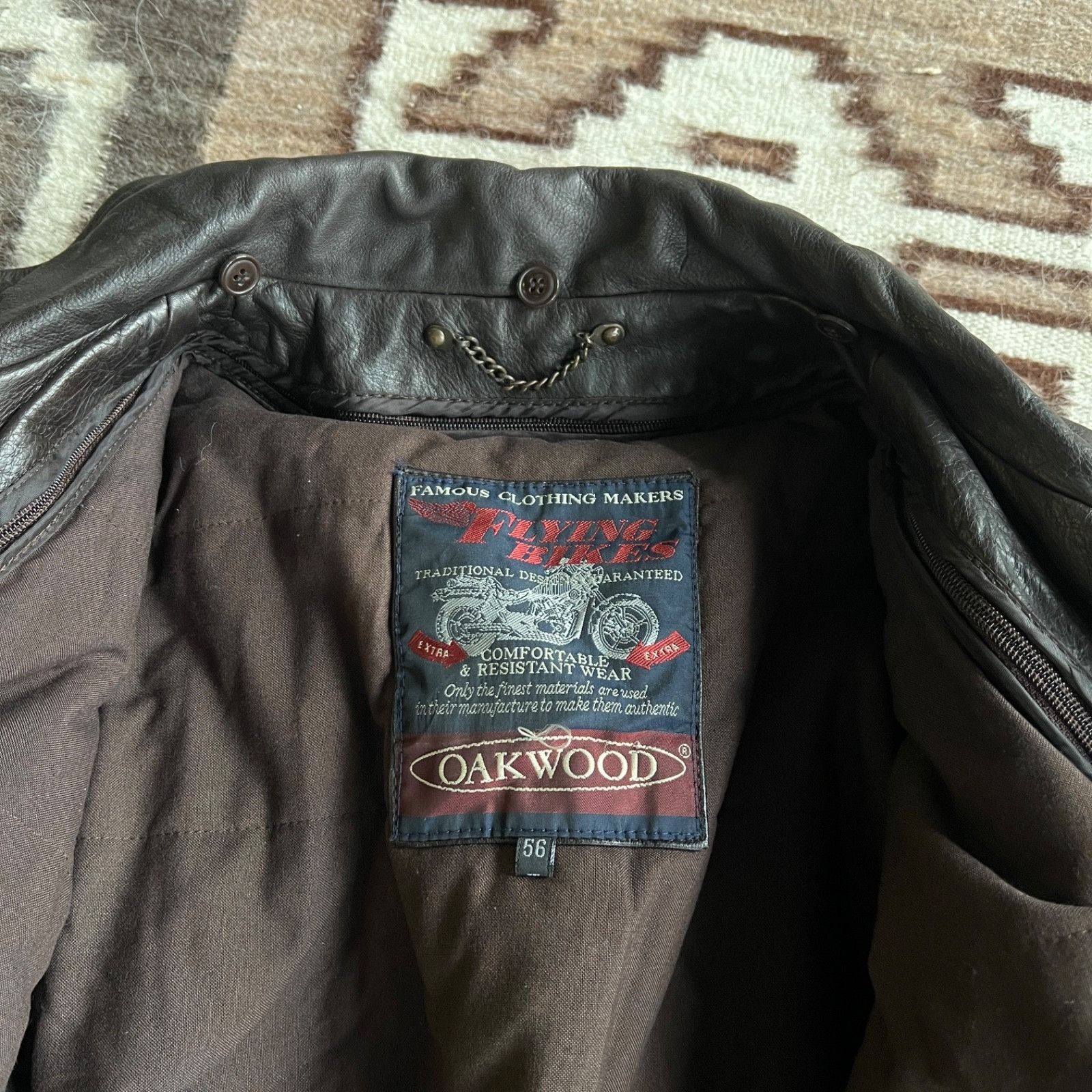 Genuine Leather Oakwood Flying Bikes Leather Cowhide Biker Jacket 9882AC Size US XL / EU 56 / 4 - 3 Thumbnail