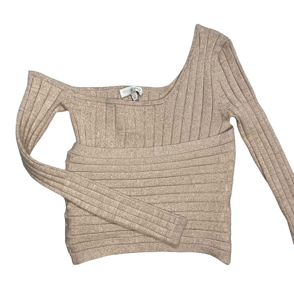 Ronny Kobo Ronny Kobo Rosette One-Shoulder Knit Oatmeal Top Size XS Size XS / US 0-2 / IT 36-38 - 6 Thumbnail
