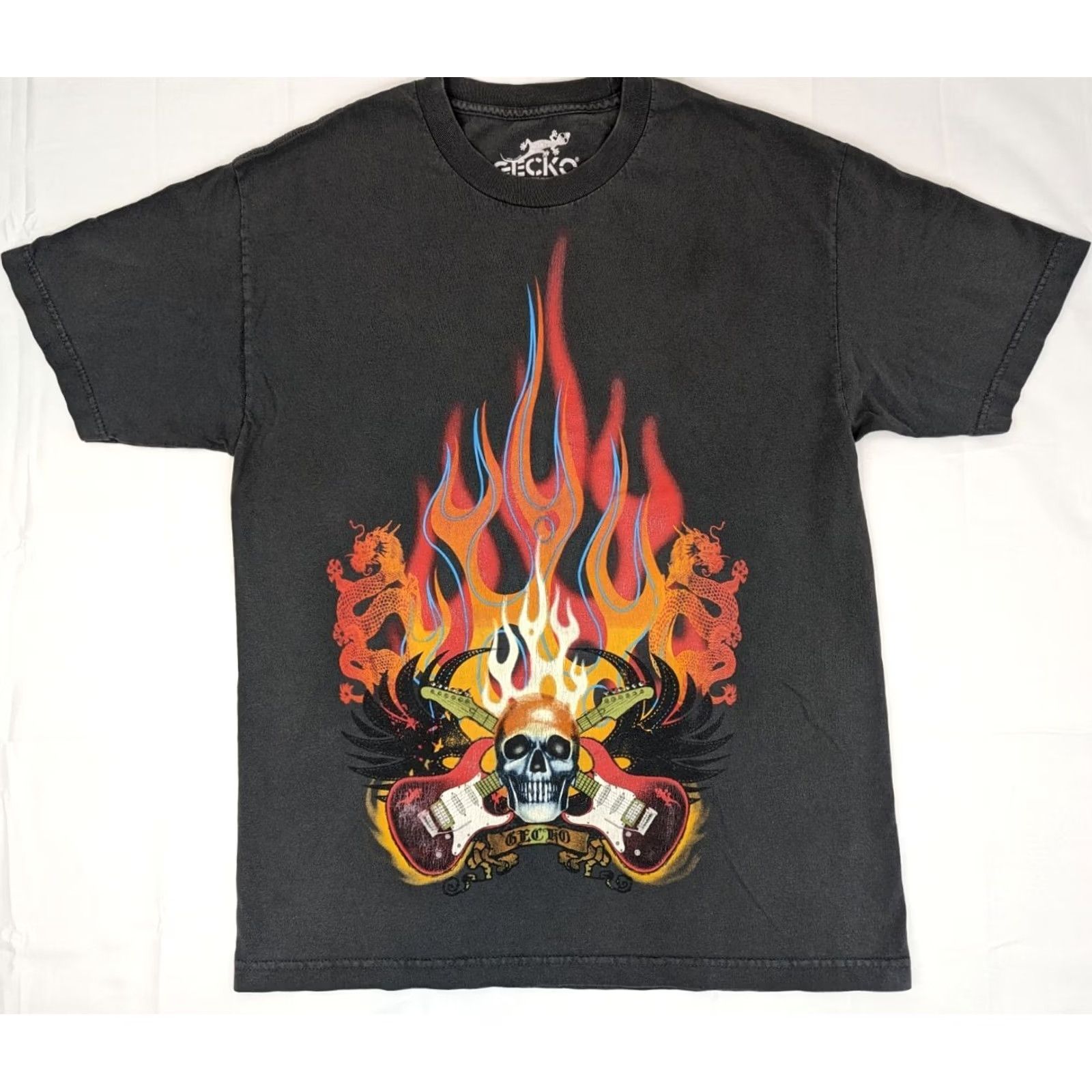 Vintage Gecko Skull Guitar Rock T-Shirt Mens L Gray Dragon Graphic Tee Music Band Size US L / EU 52-54 / 3 - 2 Thumbnail