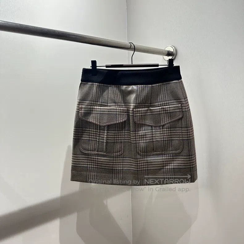 Fendi Fendi Double F Checkered Wool Patchwork Skirt Size 26" / US 2 / IT 38 - 2 Thumbnail