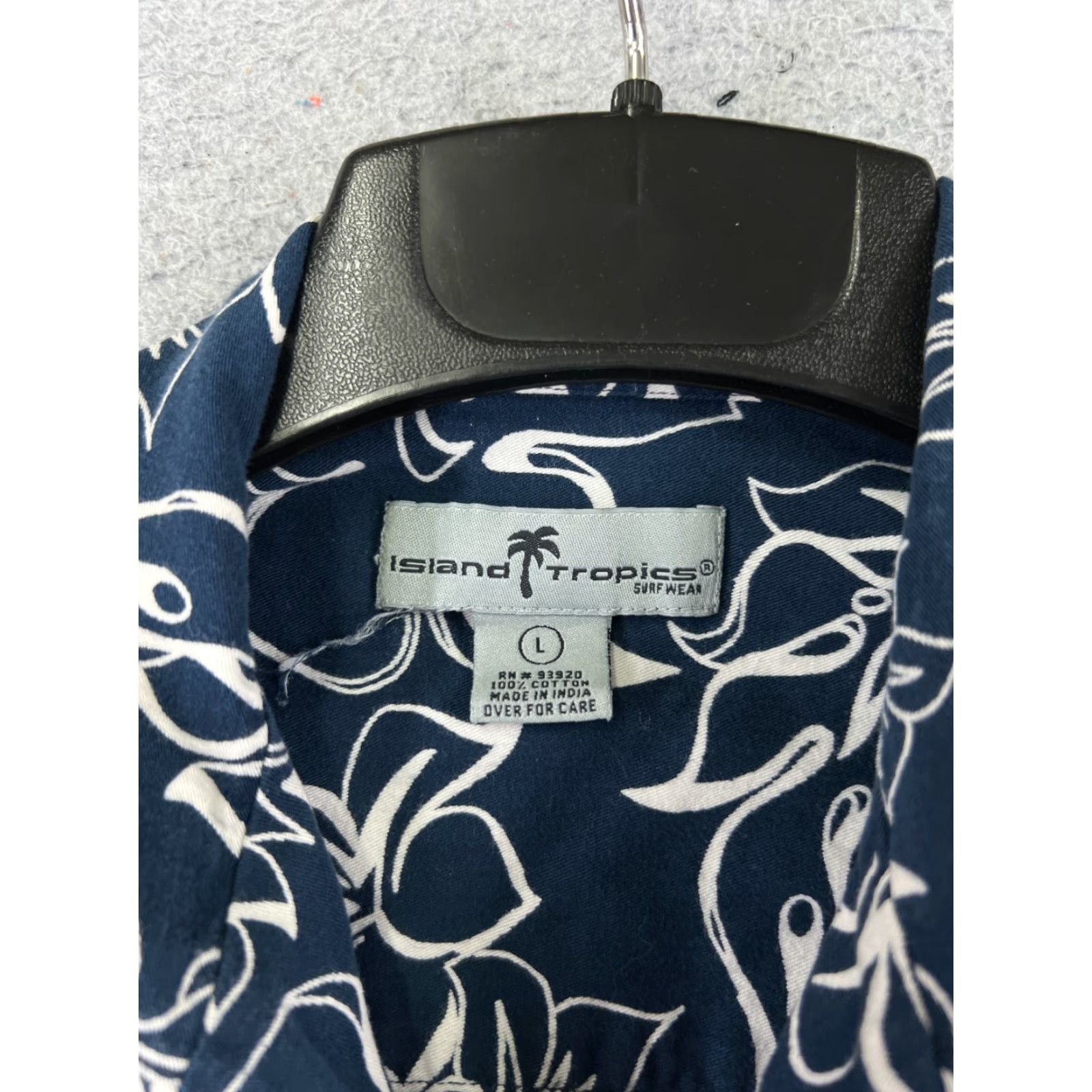 Vintage Island Tropics Button-Up Shirt Adult Large Blue Floral Palm Pattern Cotton Hawaiian Size US 33 - 7 Thumbnail