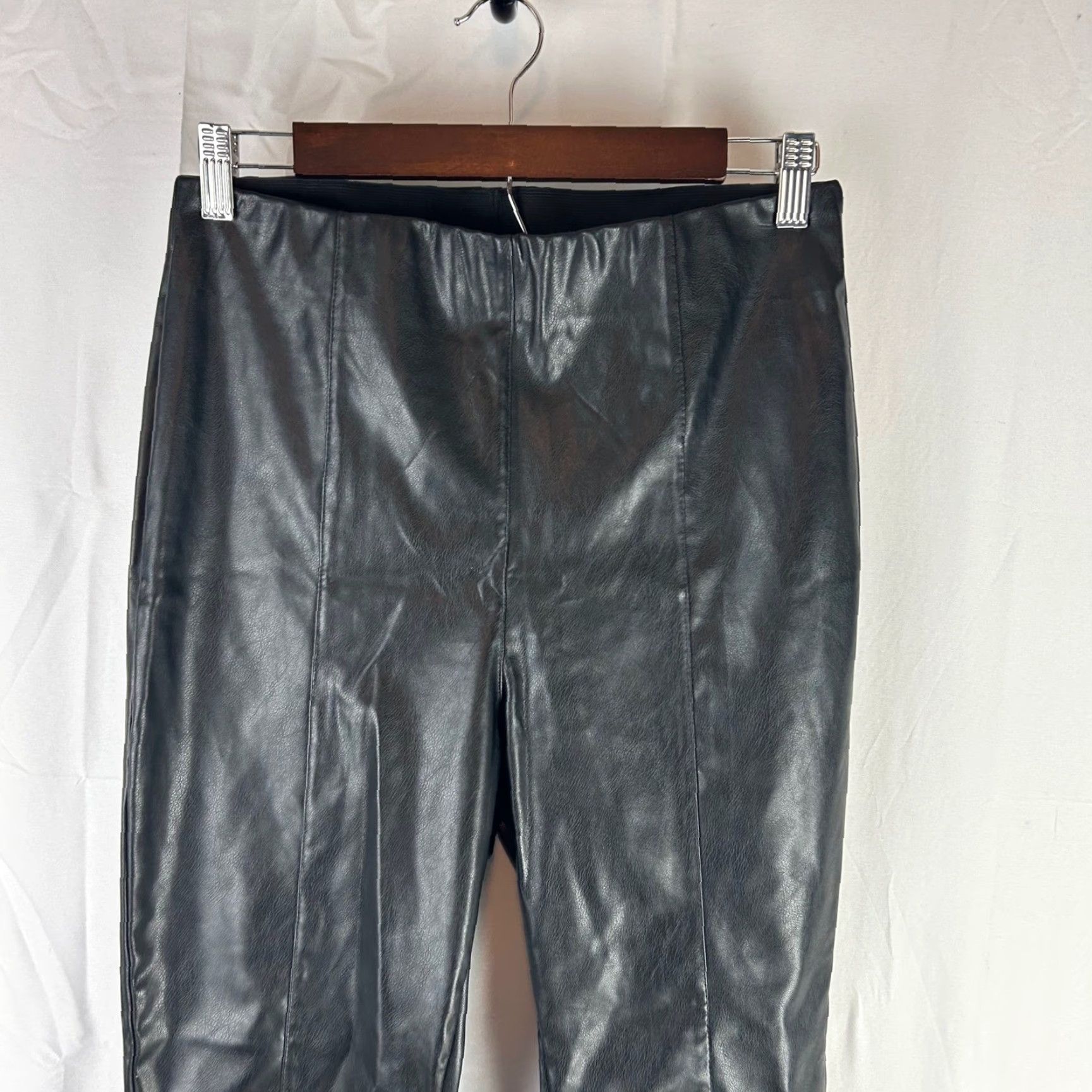 H&M H&M Faux Leather High Waisted Leggings Black Pants Women Size 10 Slimming High Rise Ankle Solid Casual Workwear Party/Cocktail Womens Size 32" / US 10 / IT 46 - 2 Thumbnail