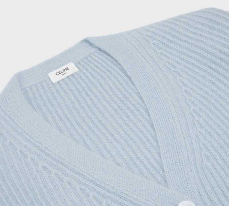 Celine o1w1db11124 Long Ribbed Cardigan in Blue Size XS / US 0-2 / IT 36-38 - 3 Thumbnail