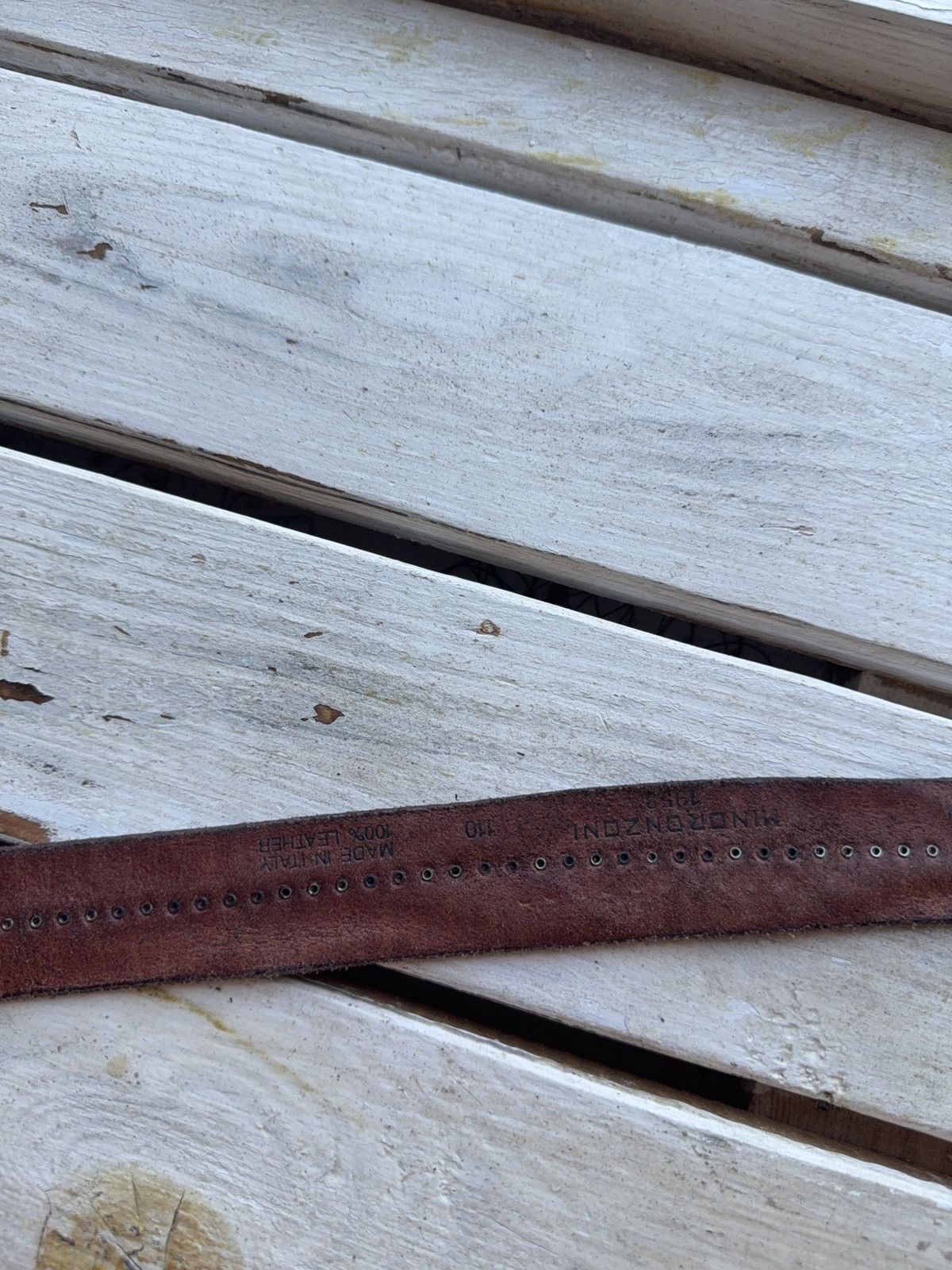 Leather Miron Ronzoni Italy Brown Leather Belt Studded Vintage Size ONE SIZE - 9 Thumbnail