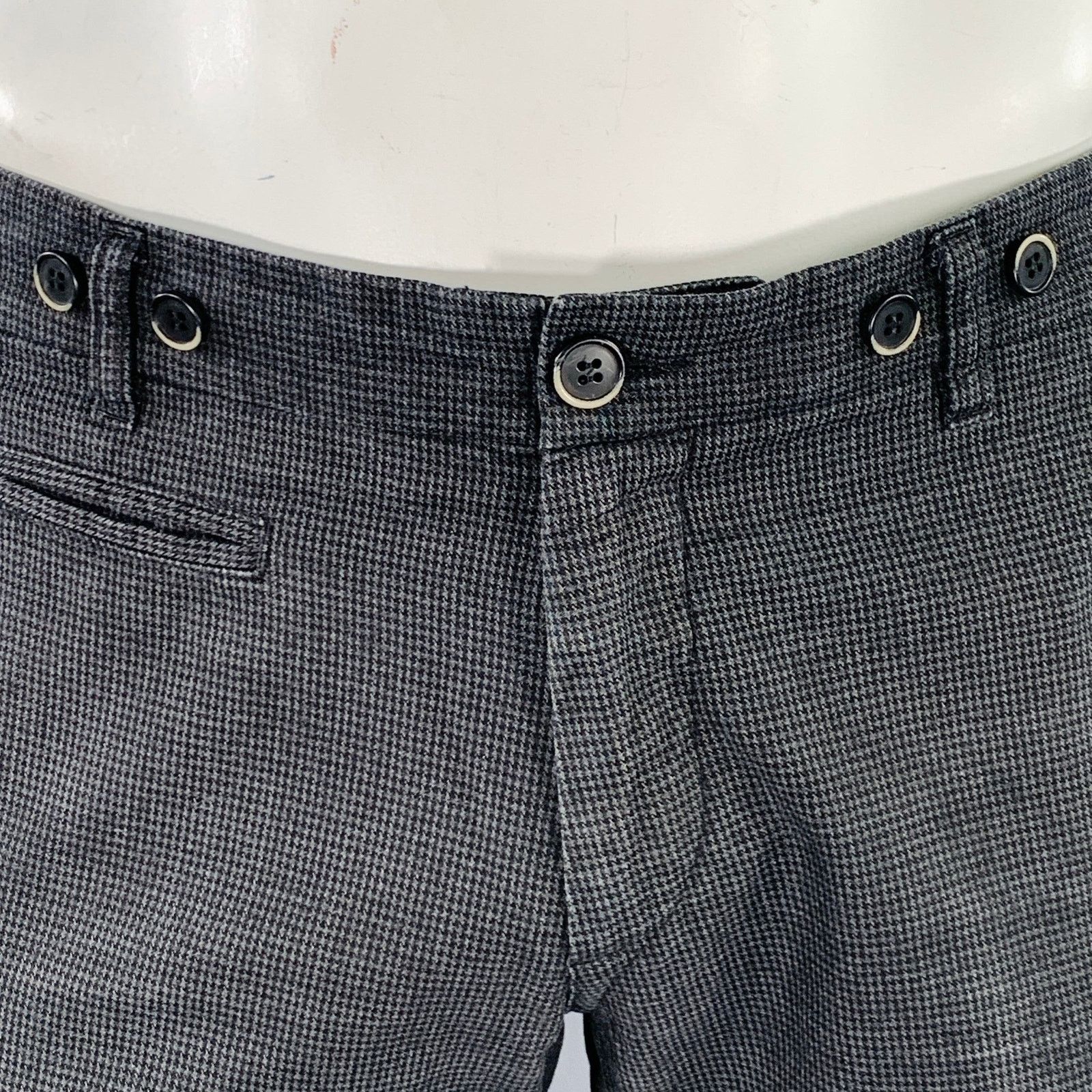 Barena BARENA Grey Black Houndstooth Cotton Cuffed Dress Pants Size US 35 - 3 Thumbnail