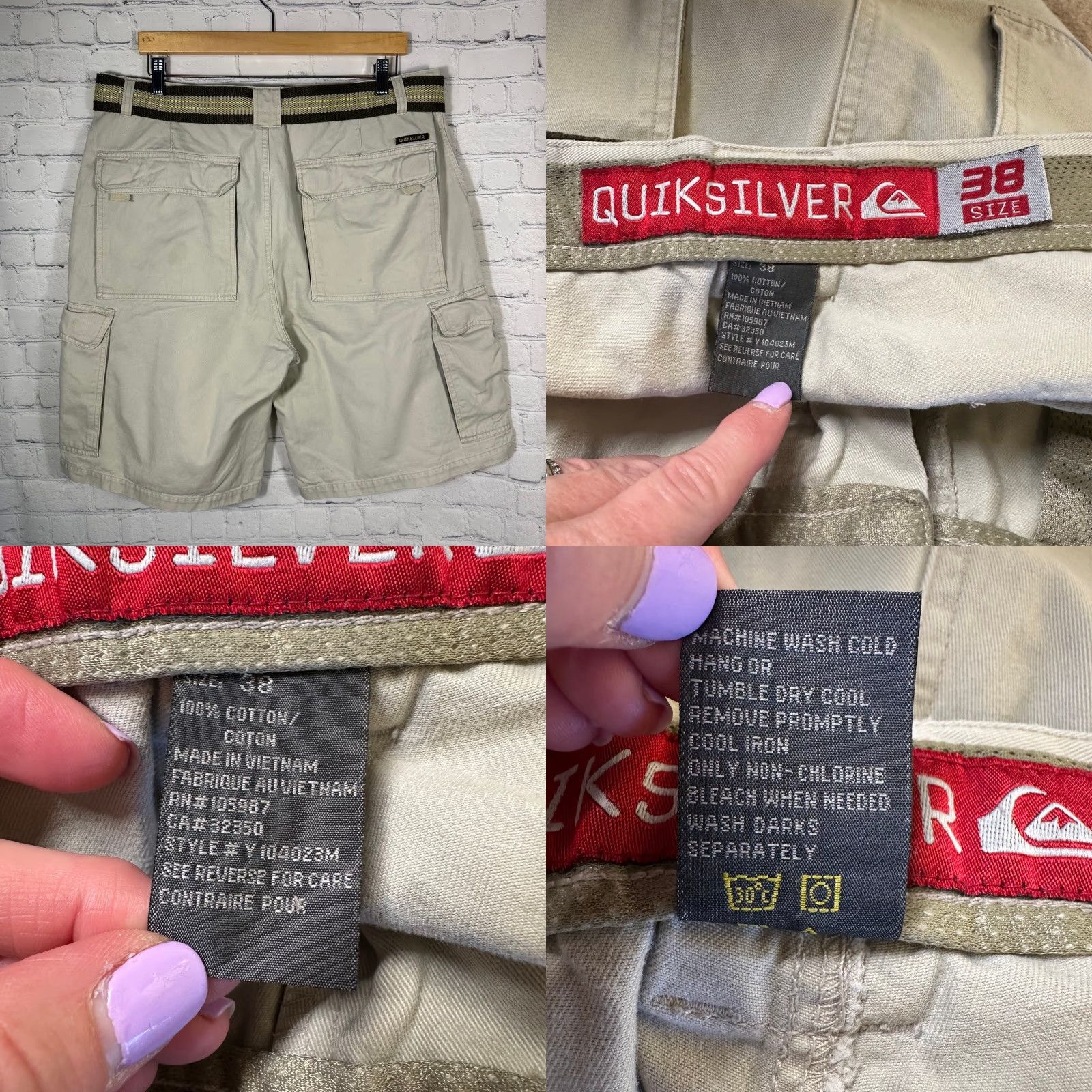 Quiksilver Quiksilver Cargo Shorts Khaki Tan Size 36 Belt Pockets Cotton Mens Cargo Short Beige 36 Regular Rise Mid 10-12in Belted Pockets Size US 36 / EU 52 - 8 Thumbnail