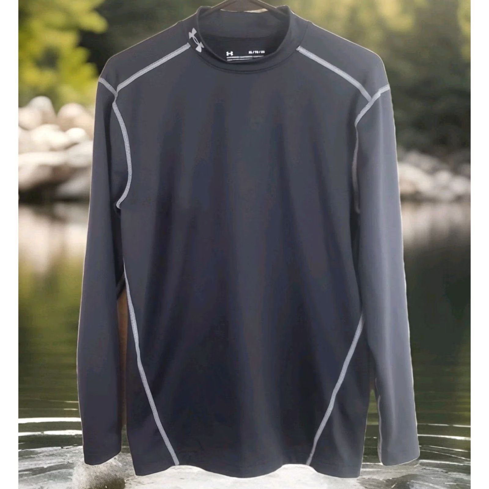 Under Armour Under Armour Men Activewear Shirt XL Black Compression ColdGear Logo Long Sleeve Size US XL / EU 56 / 4 - 2 Thumbnail