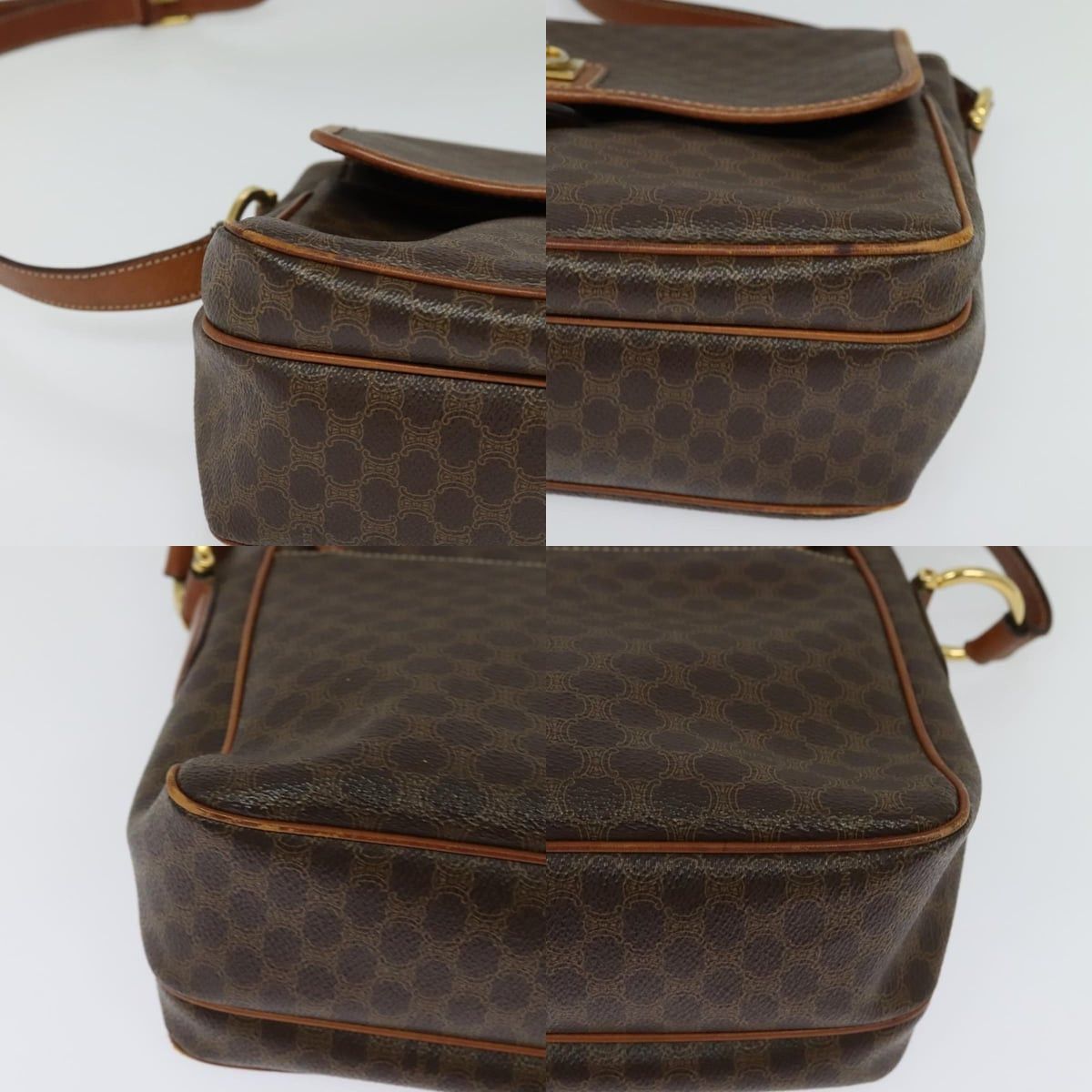 Celine CELINE Macadam Canvas Shoulder Bag Pvc Leather Brown Gold Size ONE SIZE - 10 Thumbnail