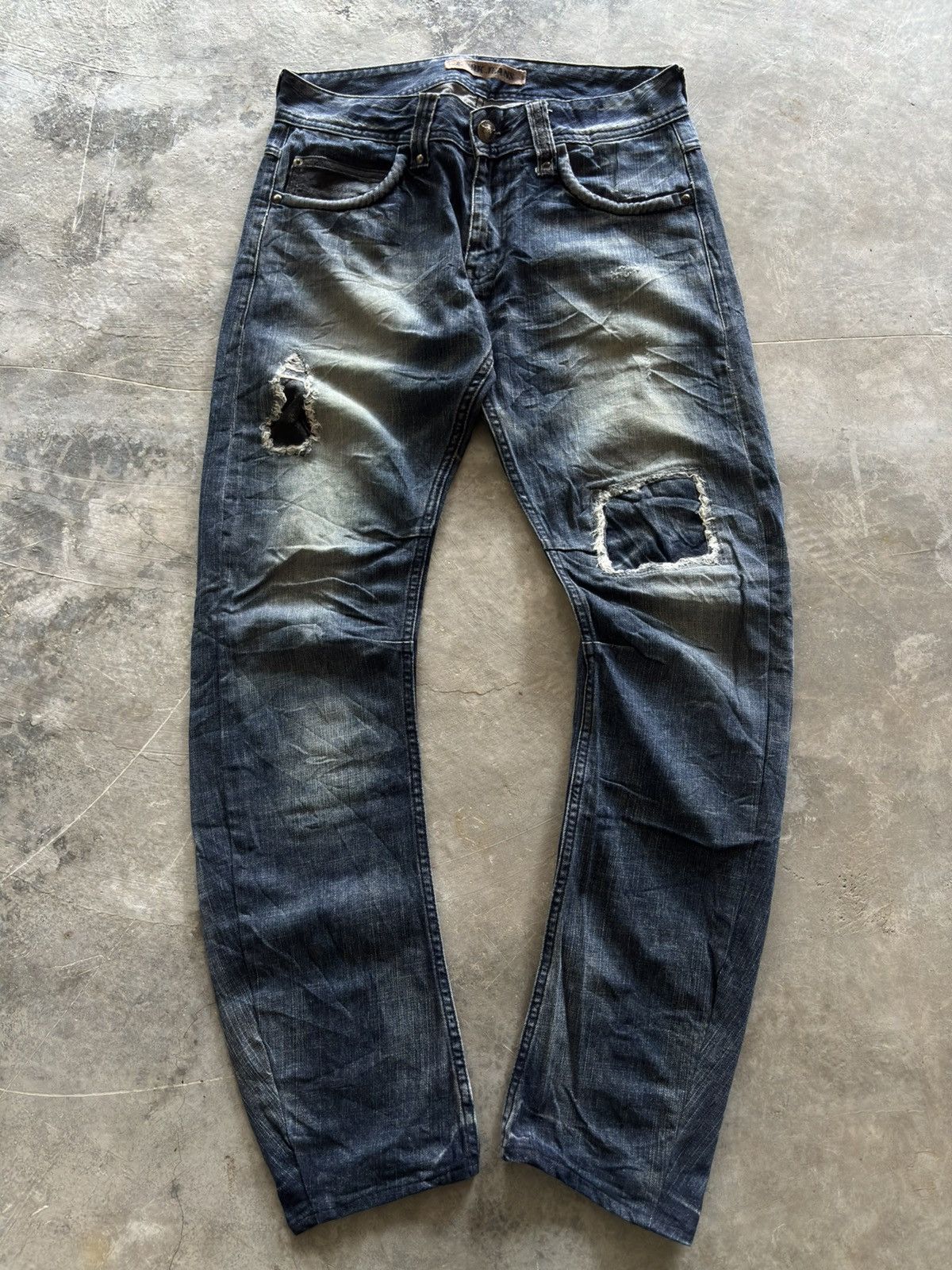 COOK JEANS CURVE STACK JEANS DISTRESSED JAPANESE PUNK ROCKER