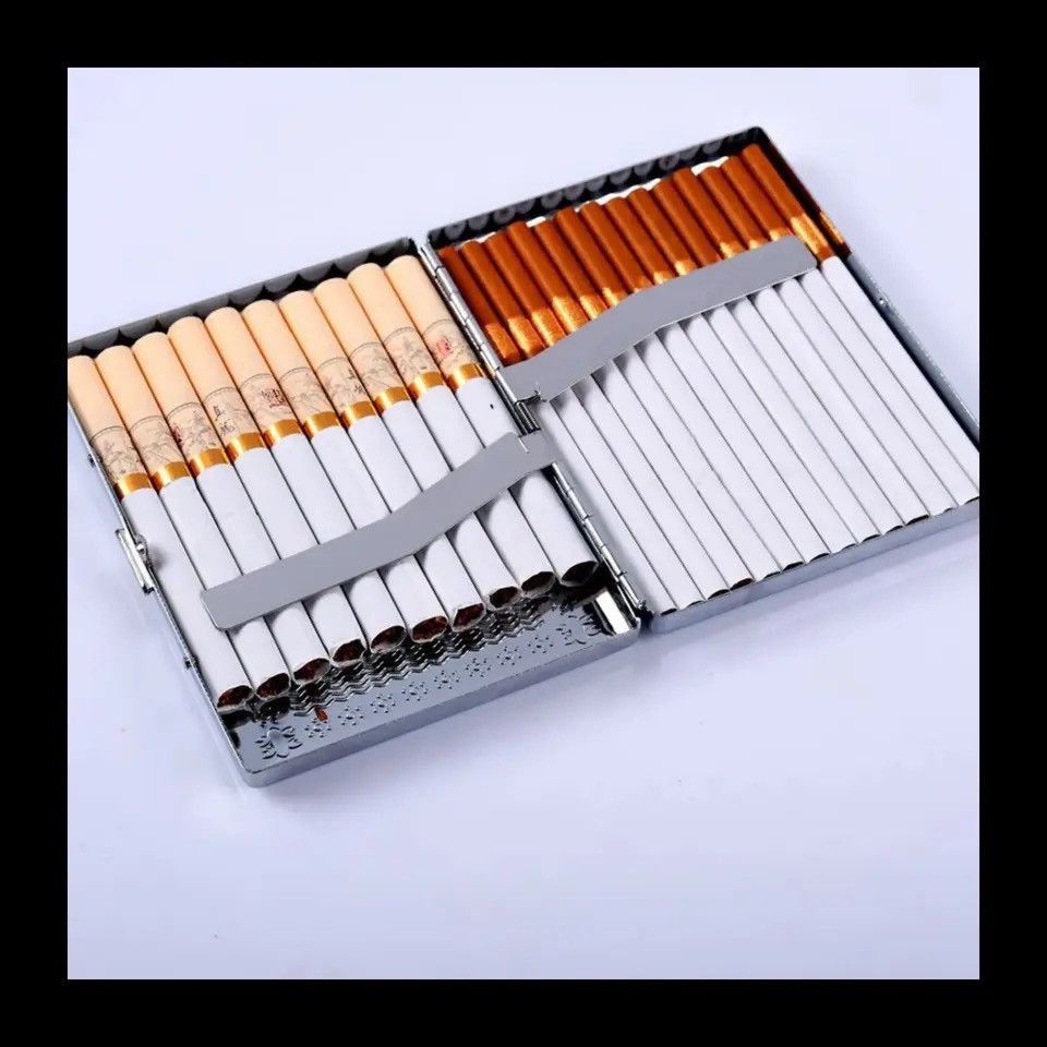 Vintage Dark Style Thick Smoking Cigarette Box Case Size ONE SIZE - 6 Thumbnail