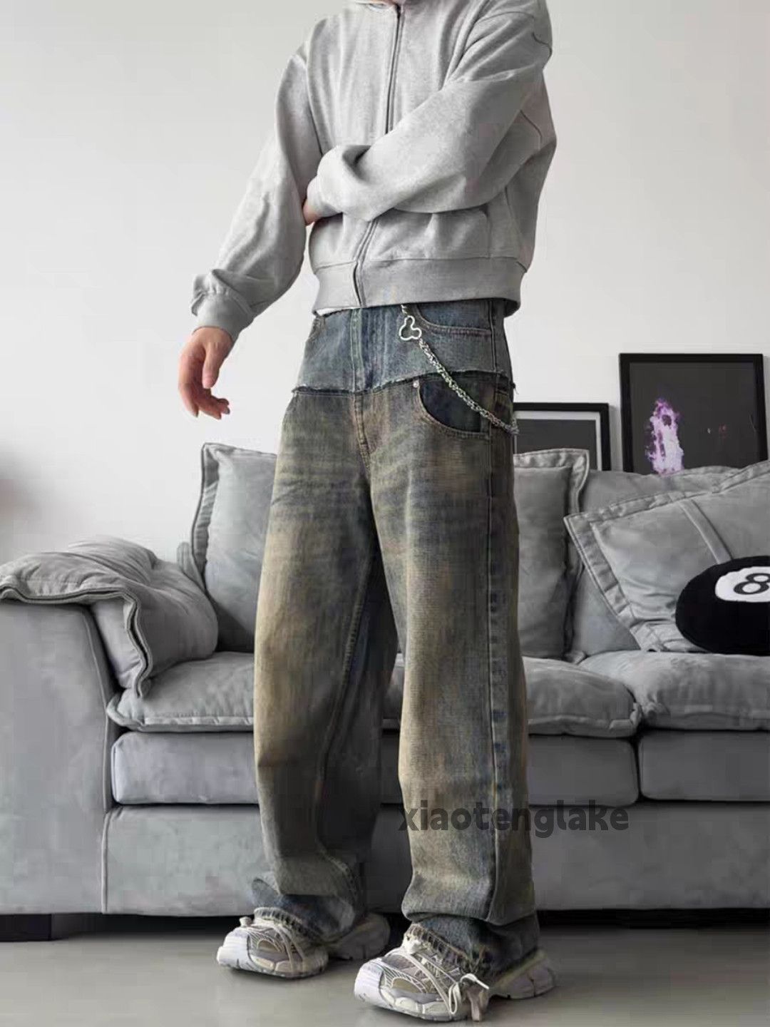 Jean × Vintage washed faded cleanfit patchwork yuppie baggy jeans Size US 28 / EU 44 - 4 Thumbnail