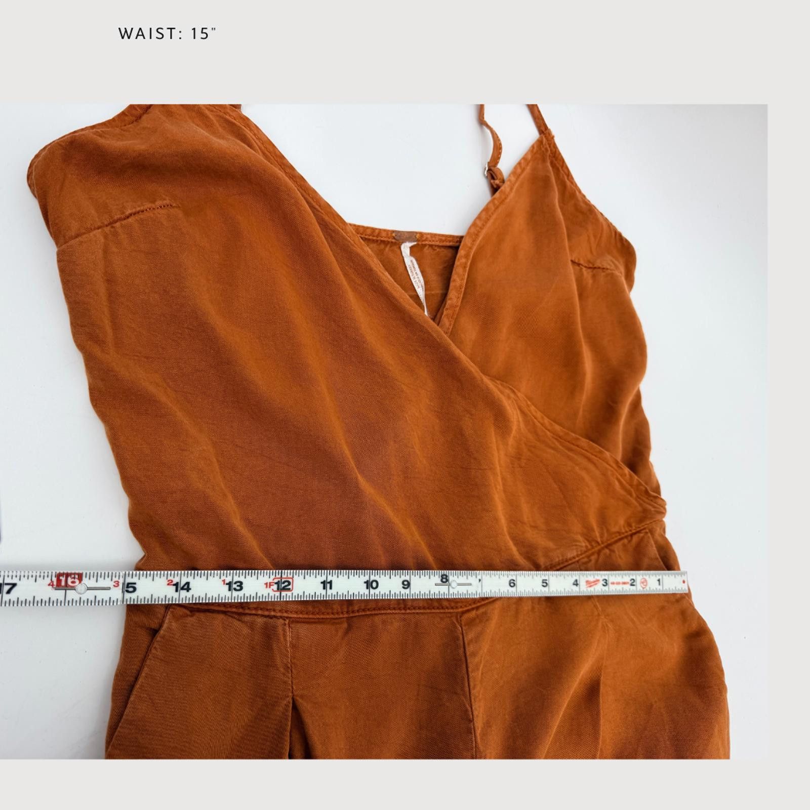 Free People Free People Jade Jumpsuit Rust Lyocell Wide Leg 6 Size 28" / US 6 / IT 42 - 7 Thumbnail