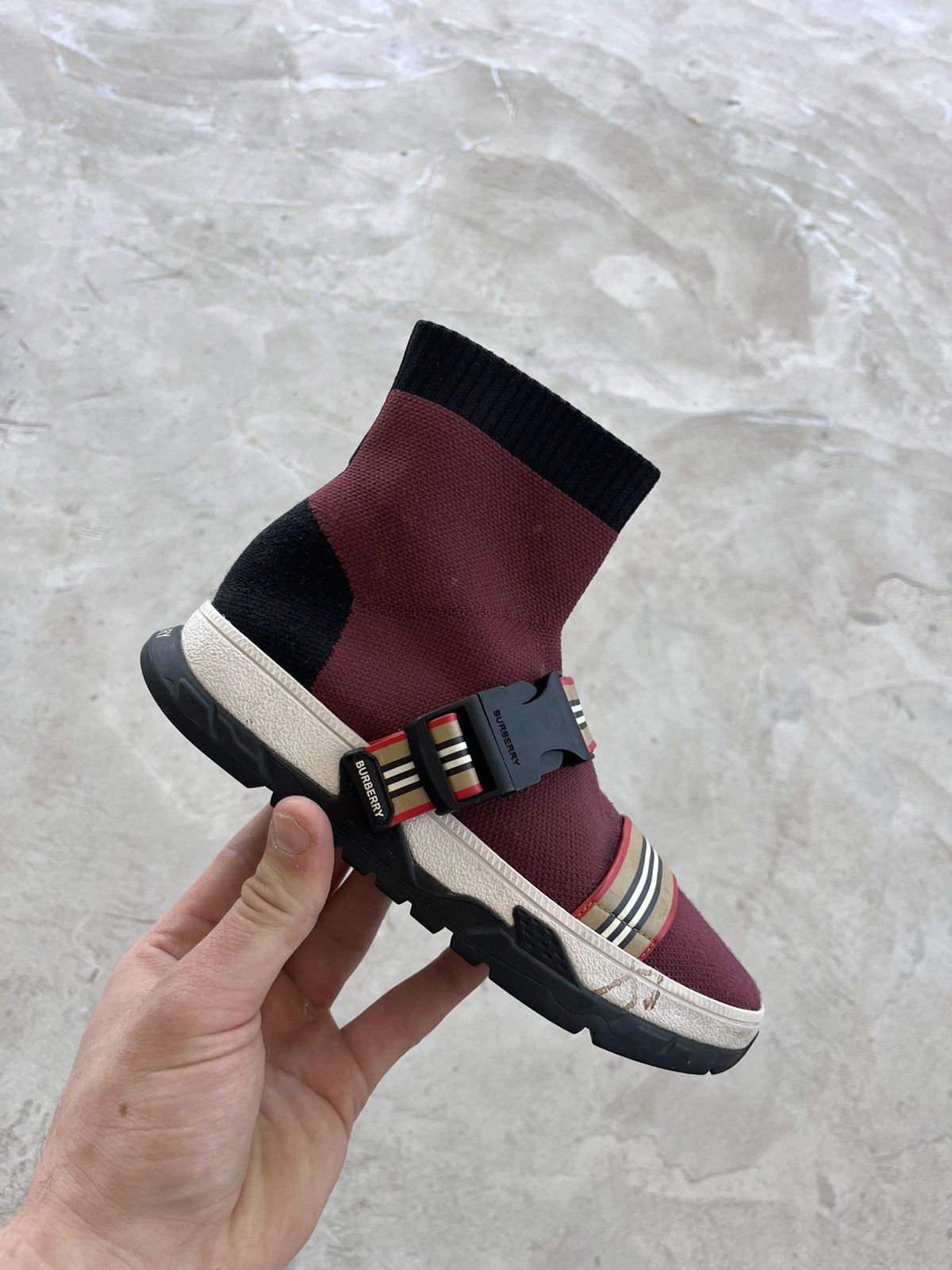 Burberry Rare Burberry Sock Black Purple High Sneakers Luxury Y2K Size US 4 / IT 34 - 1 Thumbnail