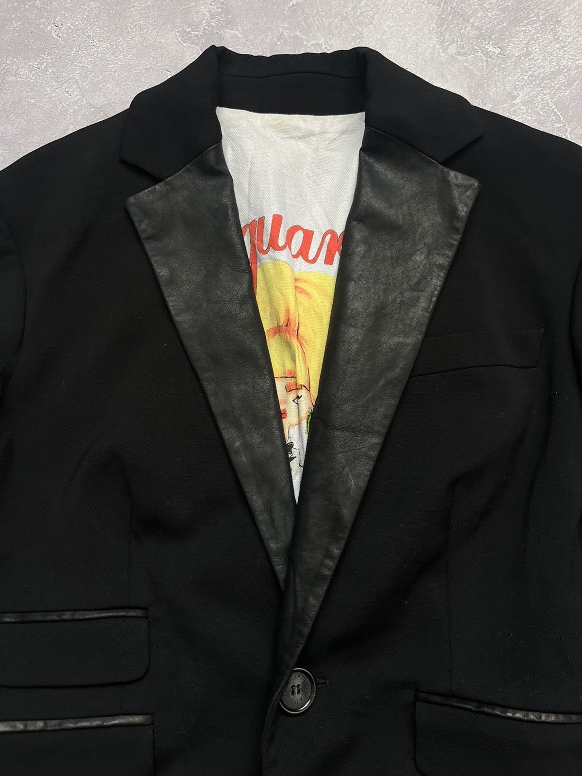 Dsquared2 Dsquared 2 Nightlife Wool Blazer Leather Black One Button Size L / US 10 / IT 46 - 4 Thumbnail