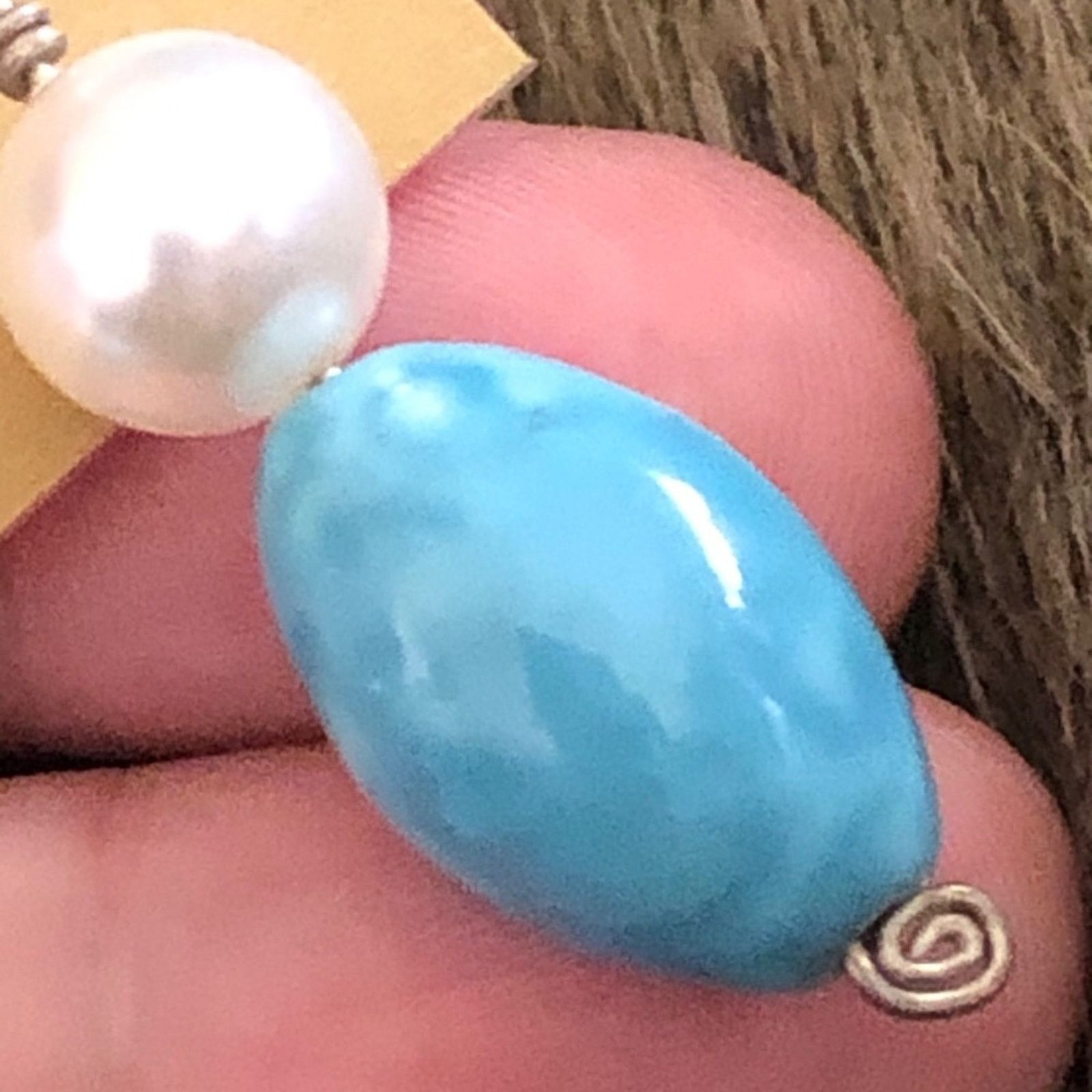 Handmade Handmade turquoise & Pearl glass bead earrings Size ONE SIZE - 3 Thumbnail