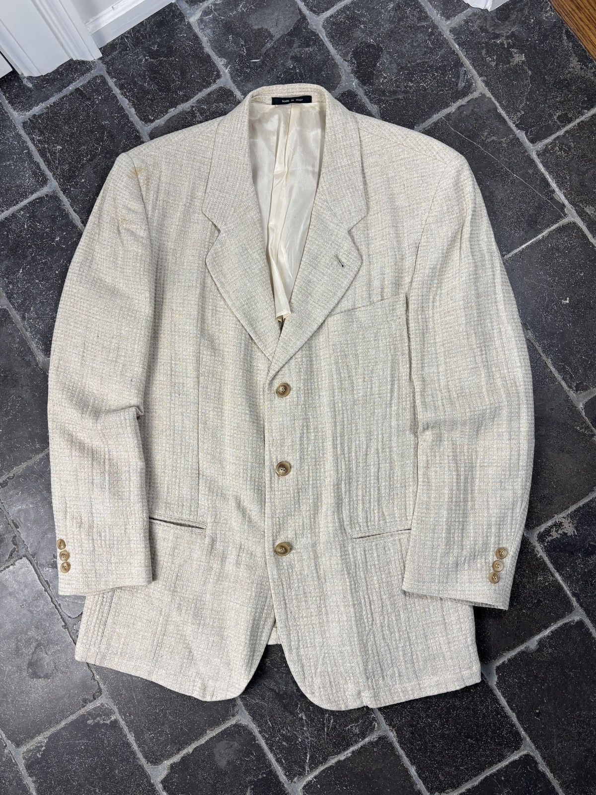 Emporio Armani S/S 1994 Emporio Armani Jacket 90s Vintage Linen Blazer Puck Size 48R - 1 Thumbnail