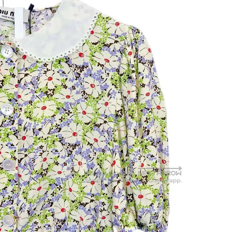 Miu Miu Miu Miu Green Cotton Short Sleeve T-Shirt . Size L / US 10 / IT 46 - 3 Thumbnail
