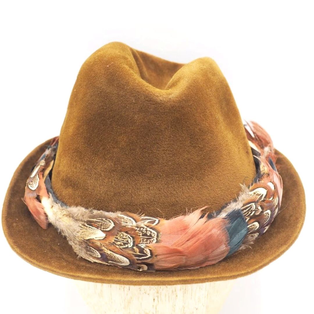 Vintage VINTAGE Bruder Dobesch Mens Fedora Brown Hat John Barkley Pittsburgh Hat 6-7/8 Mens Brown Vintage 90s Concert Football Mens Size ONE SIZE - 2 Thumbnail