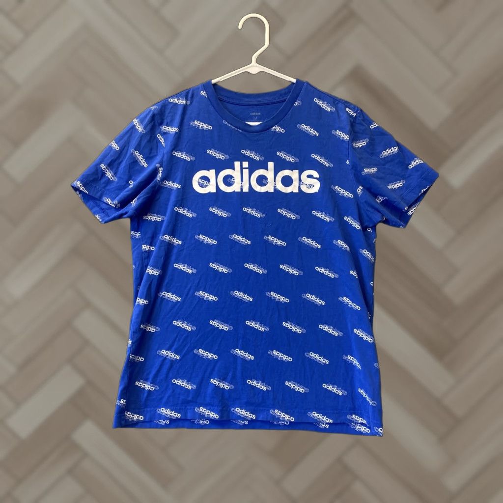 Adidas ADIDAS T-SHIRT Mens Medium Blue Slim Fit Crew Neck Short Sleeve 90s Size US M / EU 48-50 / 2 - 1 Thumbnail