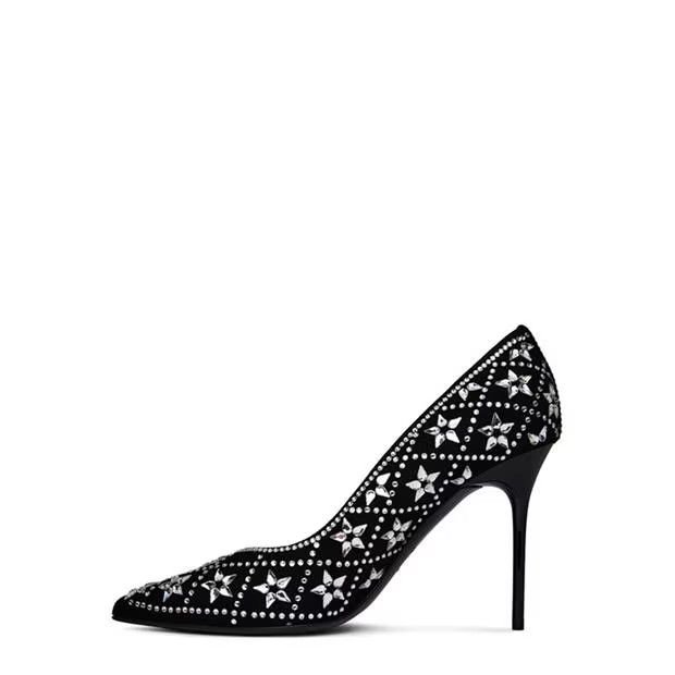 Balmain o1g2r1mq0924 Ruby Star Pumps in Noir & Crystal Size US 10 / IT 40 - 2 Thumbnail