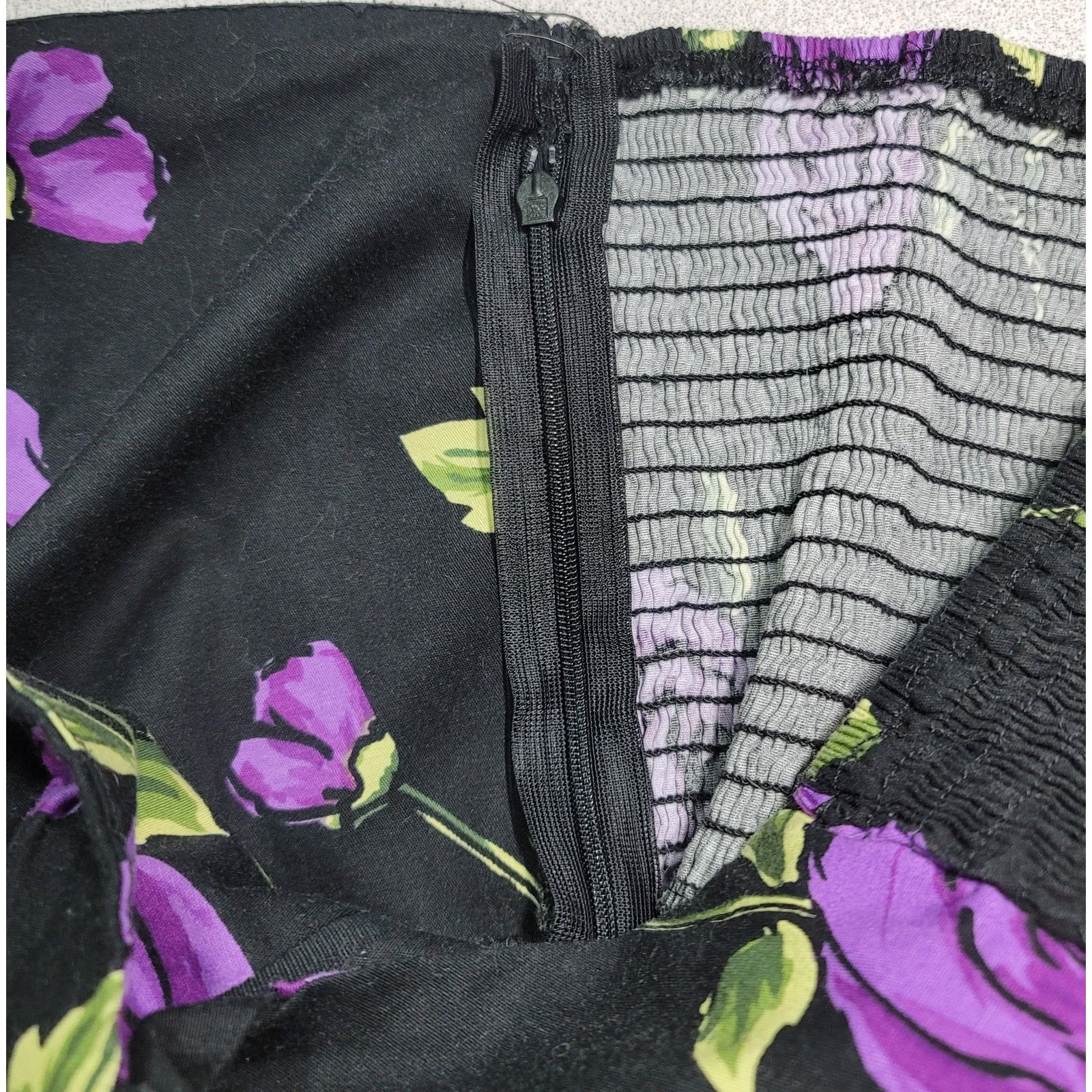 Other Black Purple Floral Halter A Line Dress XL Lightweight Soft Size XL / US 12-14 / IT 48-50 - 4 Thumbnail