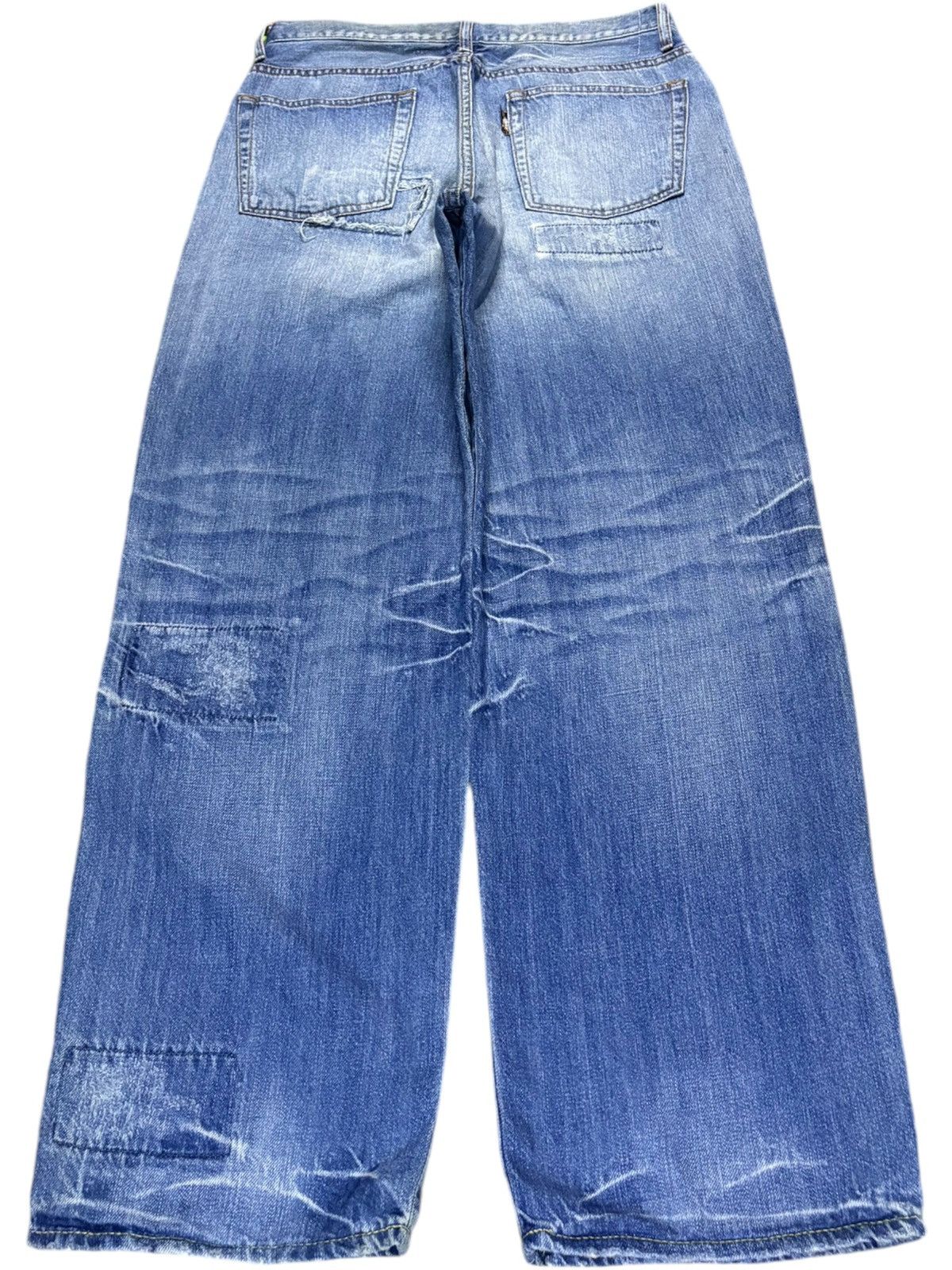 Japanese Brand Vintage Japanese Brand Faded Blue Wash Patched Baggy Jeans Size US 31 - 2 Thumbnail