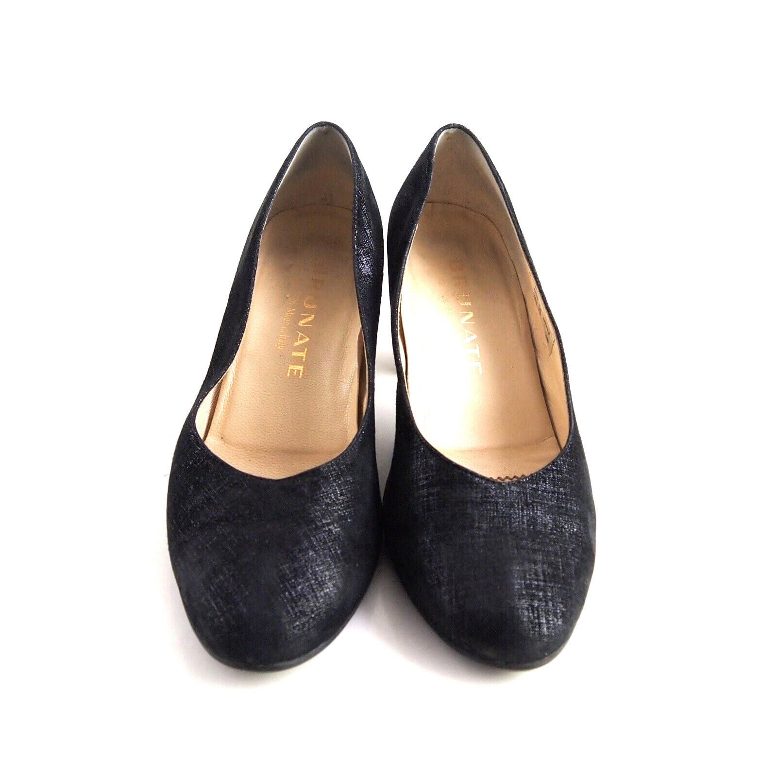 Designer Brunate Mid Heel Pumps Black Textured Leather US 8 EU 38 Size US 8 / IT 38 - 3 Thumbnail