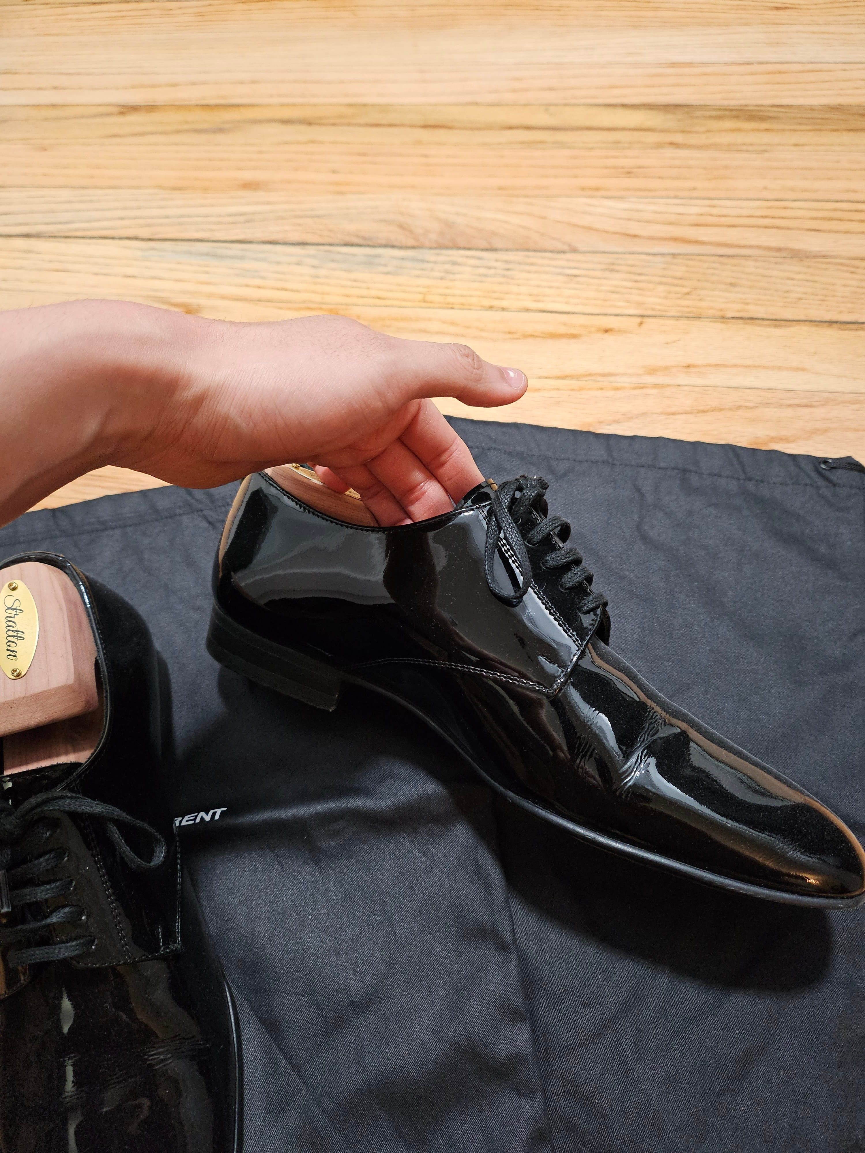 Saint Laurent Paris Saint Laurent Black Patent Leather Derby Dress Shoes EU 41 Size US 8 / EU 41 - 3 Thumbnail