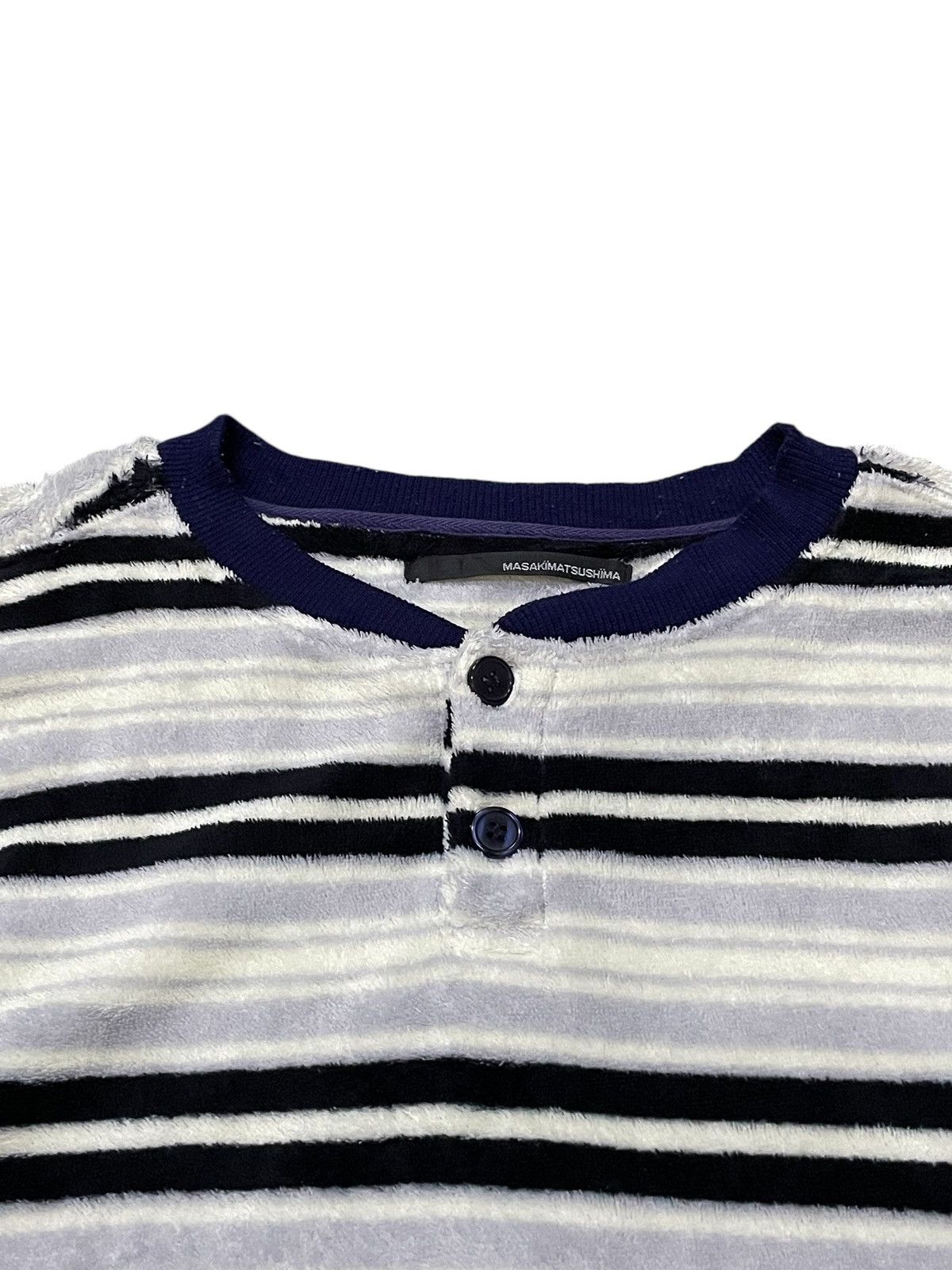 Issey Miyake × Masaki Matsushima Masaki Matsushima Border Stripe Fleece Long Sleeve Sweater Size US L / EU 52-54 / 3 - 5 Thumbnail