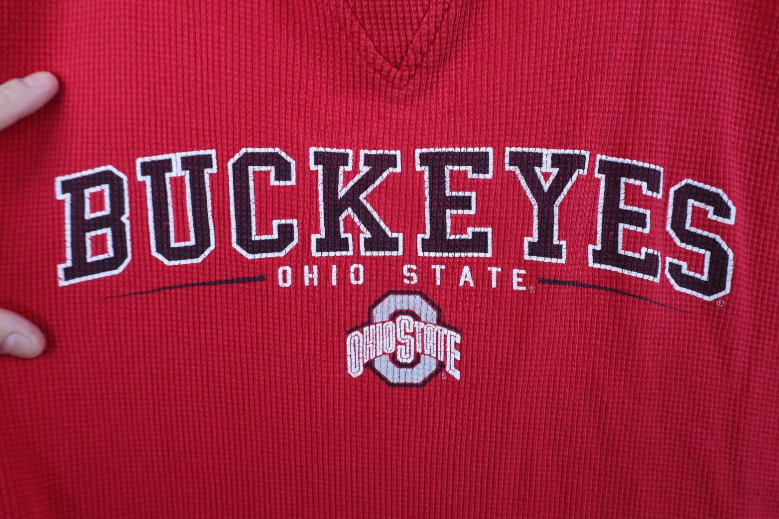 Vintage Vintage 90s Y2K Knit Ohio State University T-Shirt Red Size US XXL / EU 58 / 5 - 4 Thumbnail