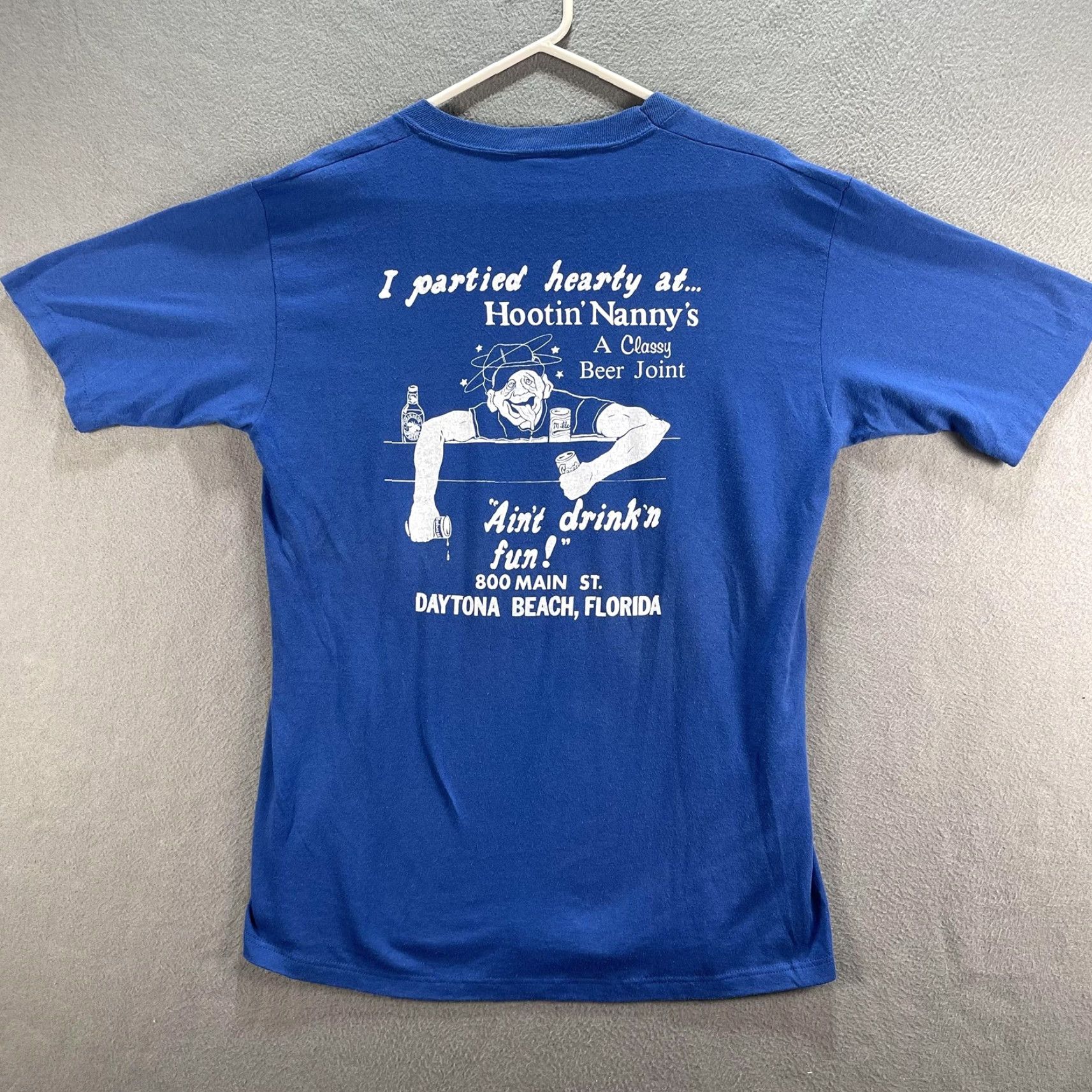 Jerzees VINTAGE Hootin Nanny's Shirt Mens Large Blue Daytona Beach Chevy Bar 80s USA Shirt Mens Large Blue 80s Hootin Nanny's Bar USA Size US L / EU 52-54 / 3 - 2 Thumbnail