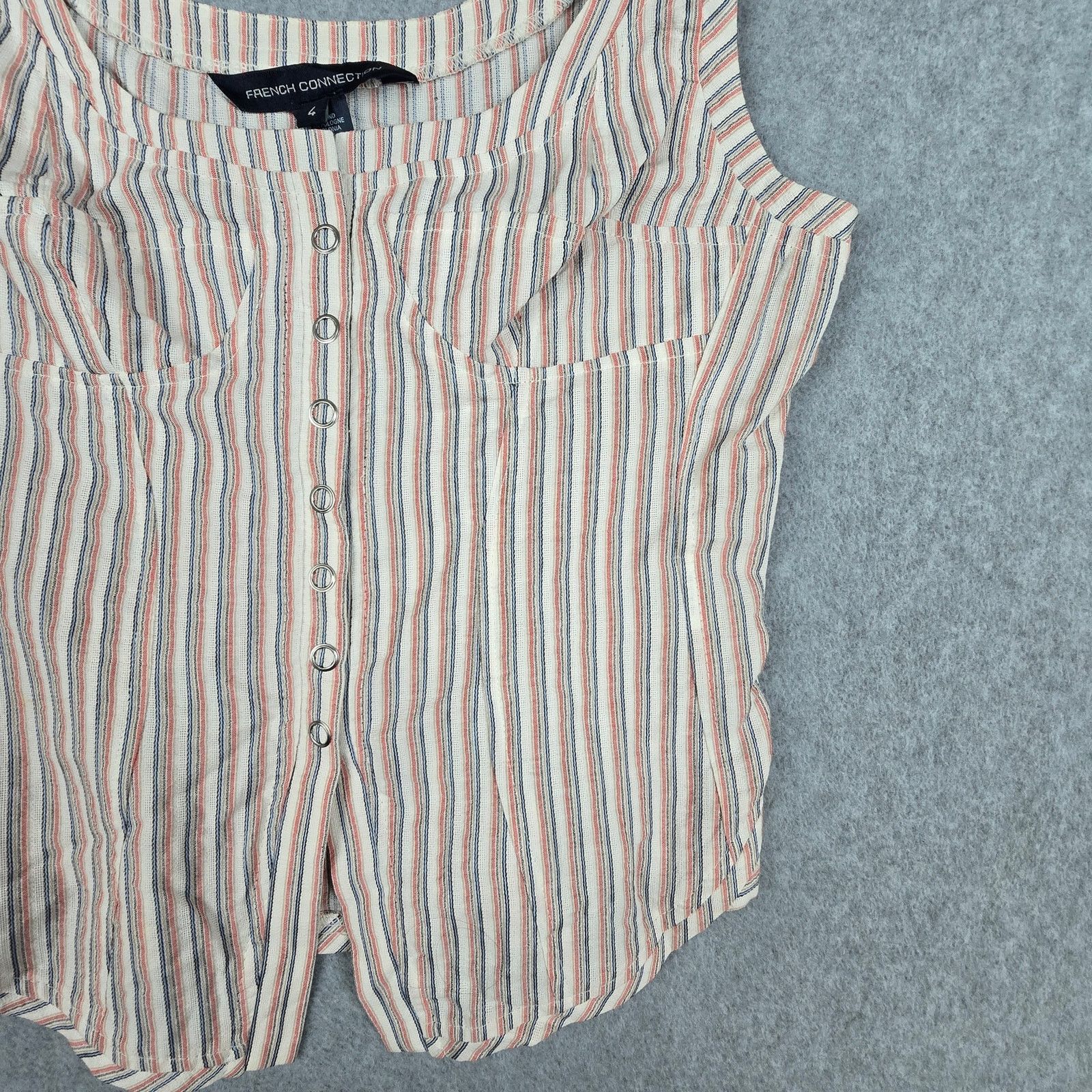 French Connection French Connection 4 Stripe Corset Tank Top Snap Buttons Size S / US 4 / IT 40 - 4 Thumbnail