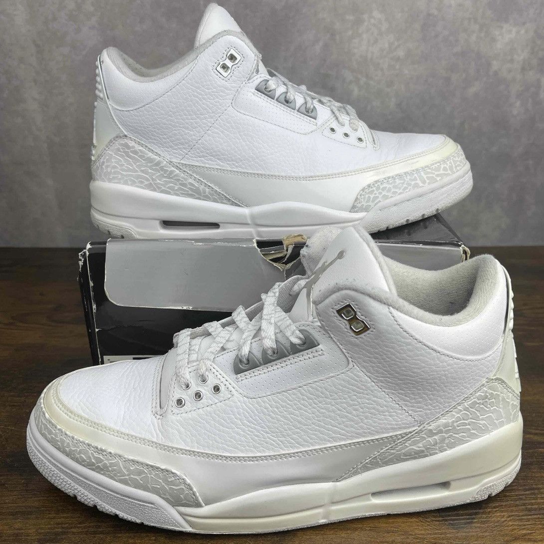 Jordan Brand Air Jordan 3 Retro Silver Anniversary 398613-102 White OG Size US 11 / EU 44 - 2 Thumbnail