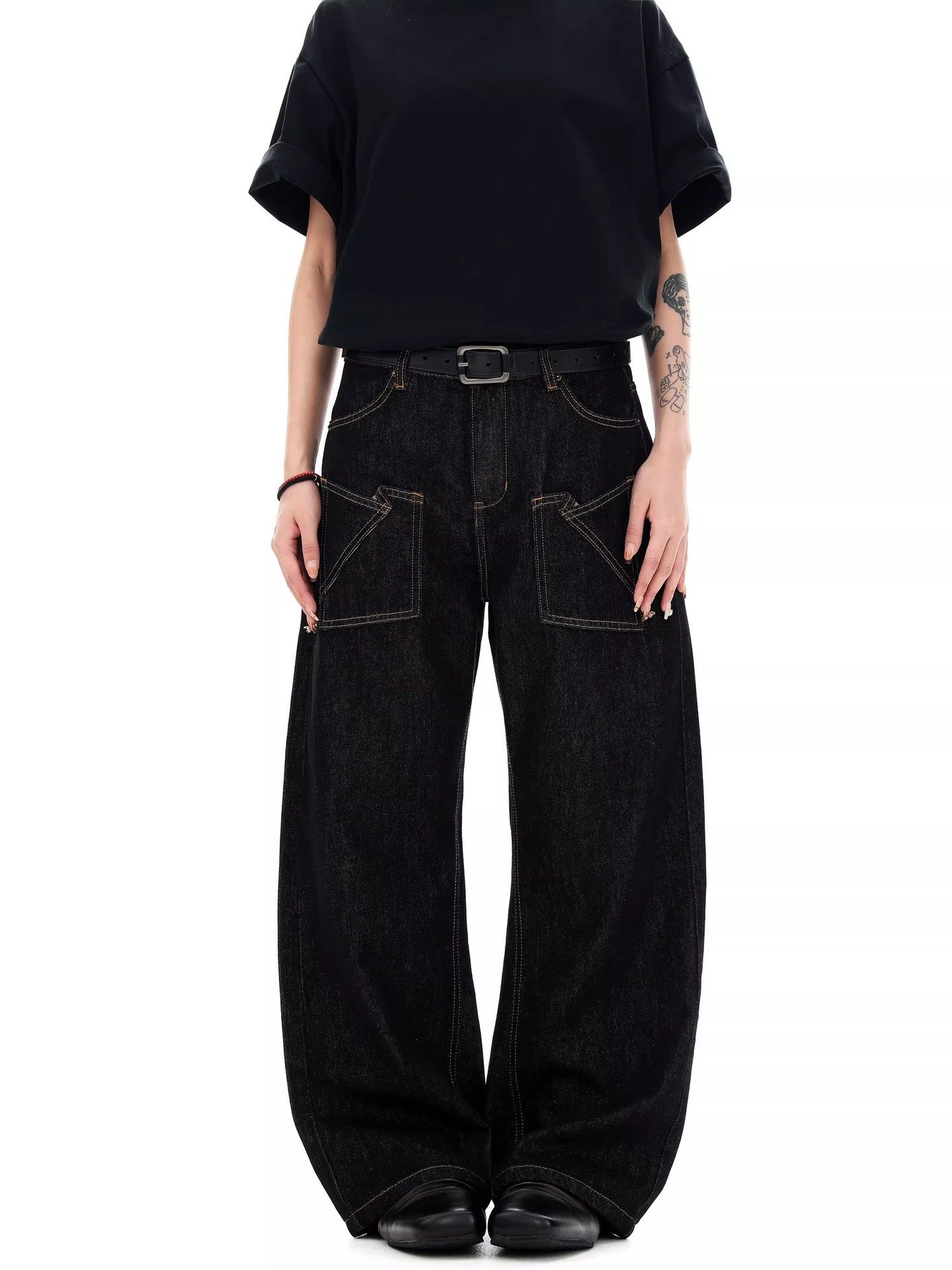 Japanese Brand Men's Casual Baggy Wide-Leg Curved-Cut Jeans Size US 32 / EU 48 - 1 Thumbnail