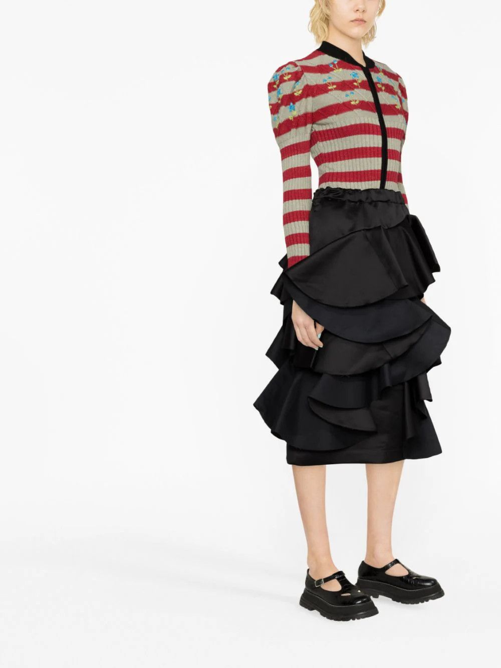 Comme des Garcons o1mle0824 Ruffled Tiered Midi Skirt in Black Size 28" / US 6 / IT 42 - 4 Thumbnail