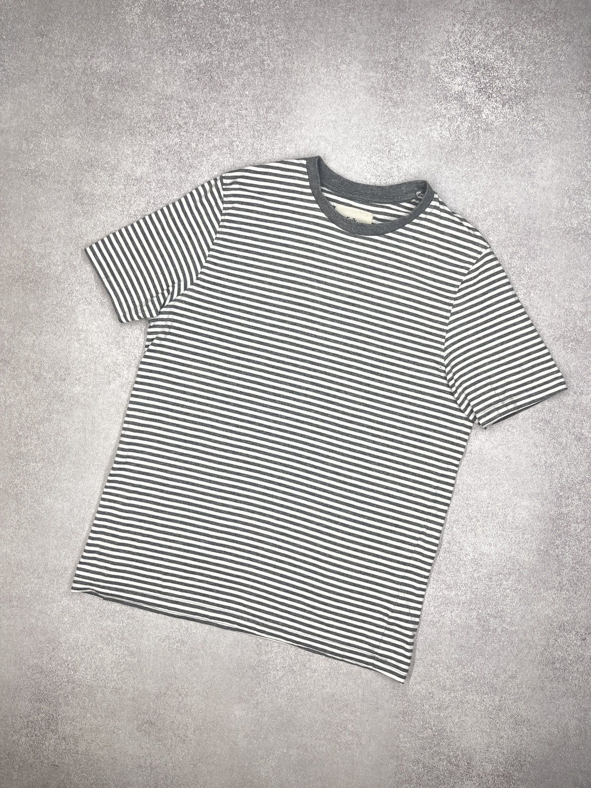 Folk Mens Folk Striped T Shirt Grey/White Size US M / EU 48-50 / 2 - 1 Thumbnail