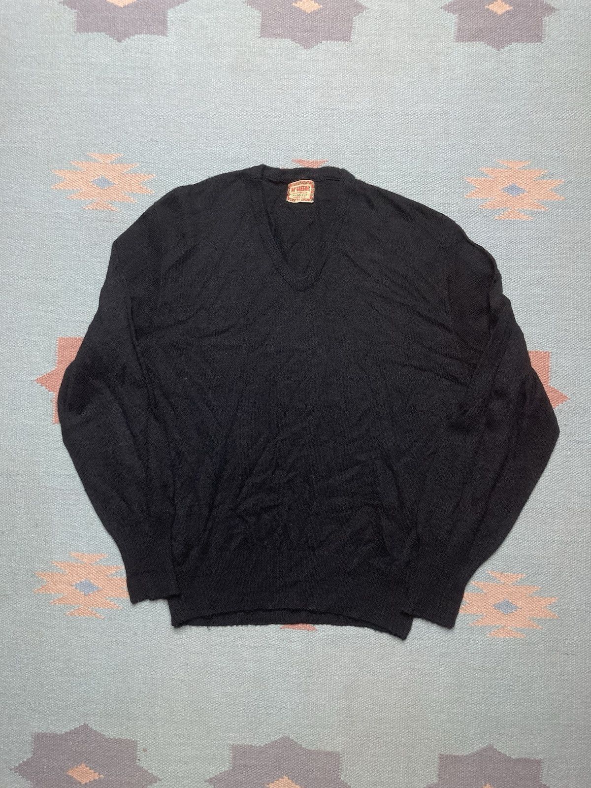 McGregor × Vintage 1950s mcgregor wool blend sweater pullover black v neck 40 Size US M / EU 48-50 / 2 - 1 Thumbnail