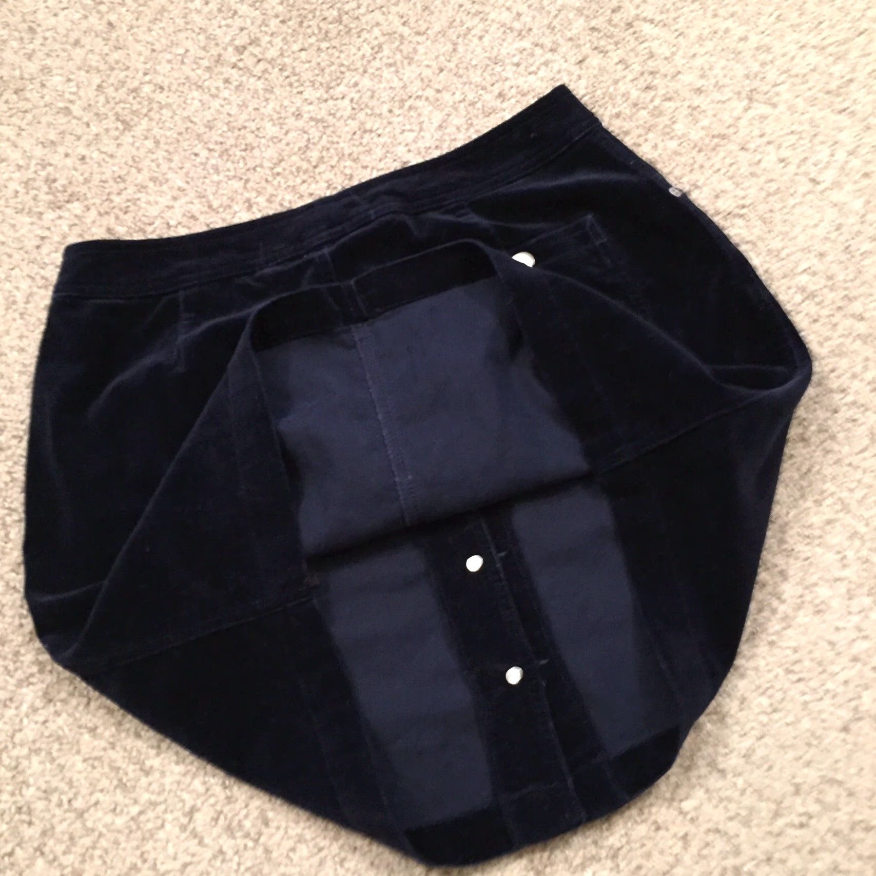Liz Claiborne Liz Claiborne Skirt Knee Length Women 10 Blue Velour Pockets A-Line Unlined Cotton Velour Casual Navy Blue Size 32" / US 10 / IT 46 - 6 Thumbnail