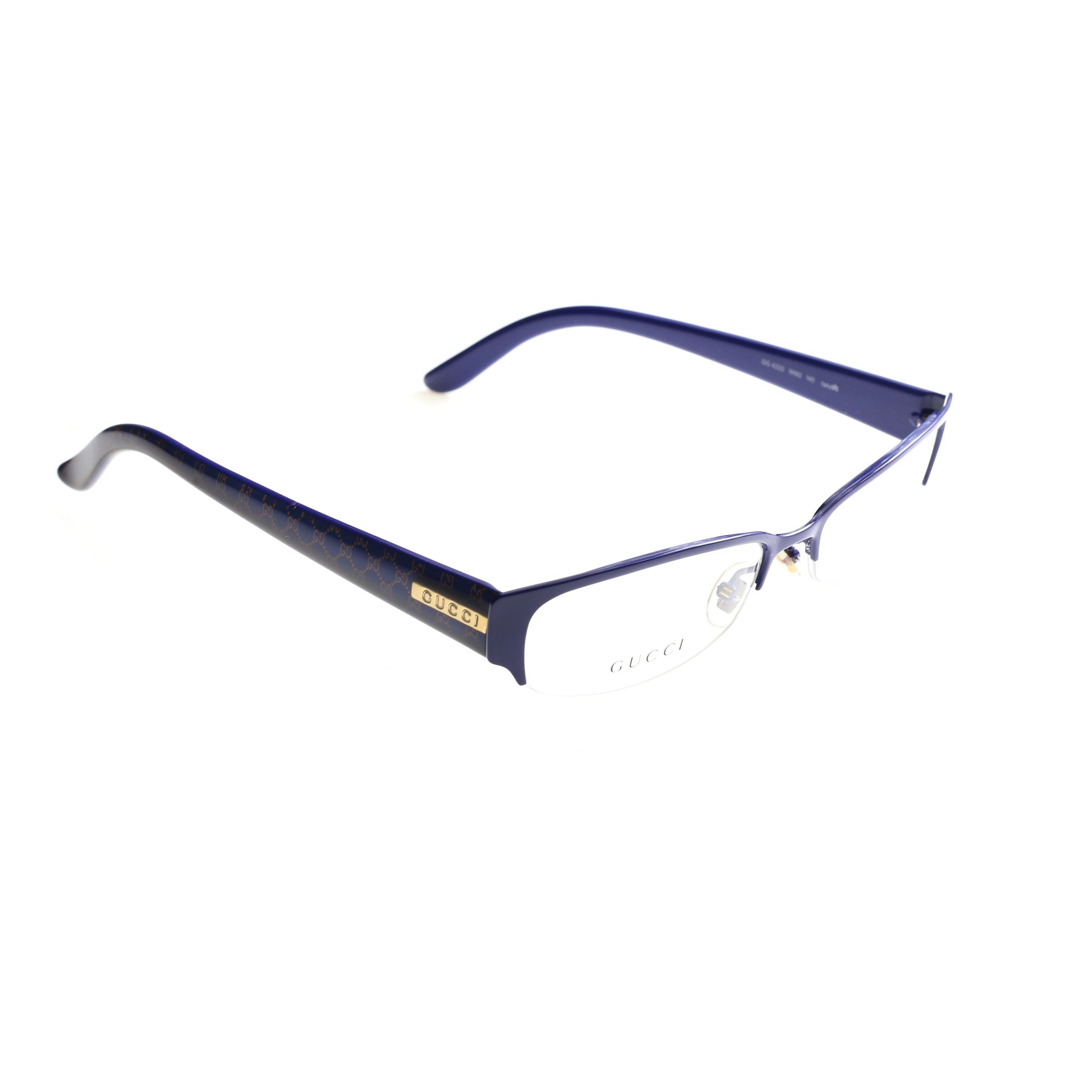 Gucci Gucci '00s Blue Monogram Half Rim Glasses Size ONE SIZE - 3 Thumbnail