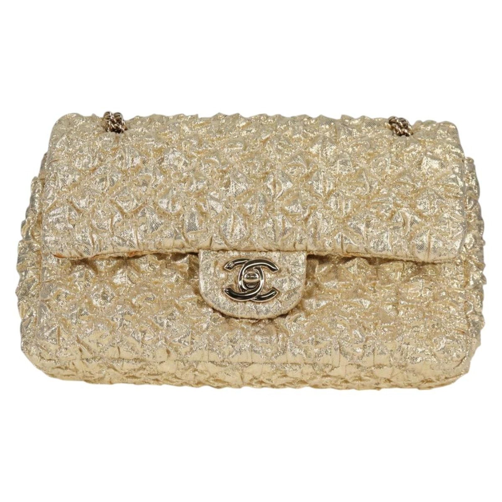 Chanel Gold Cotton Double Flap