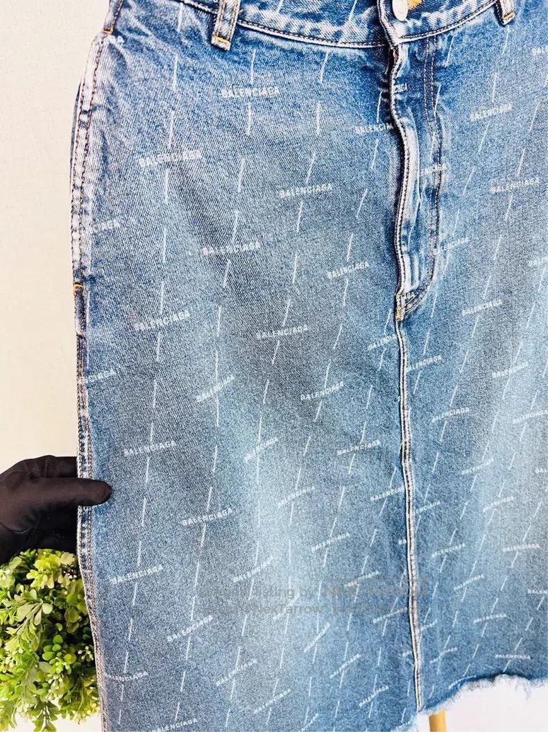 Balenciaga Balenciaga Denim Skirt, Size 34, Full Logo Size 33" - 3 Thumbnail