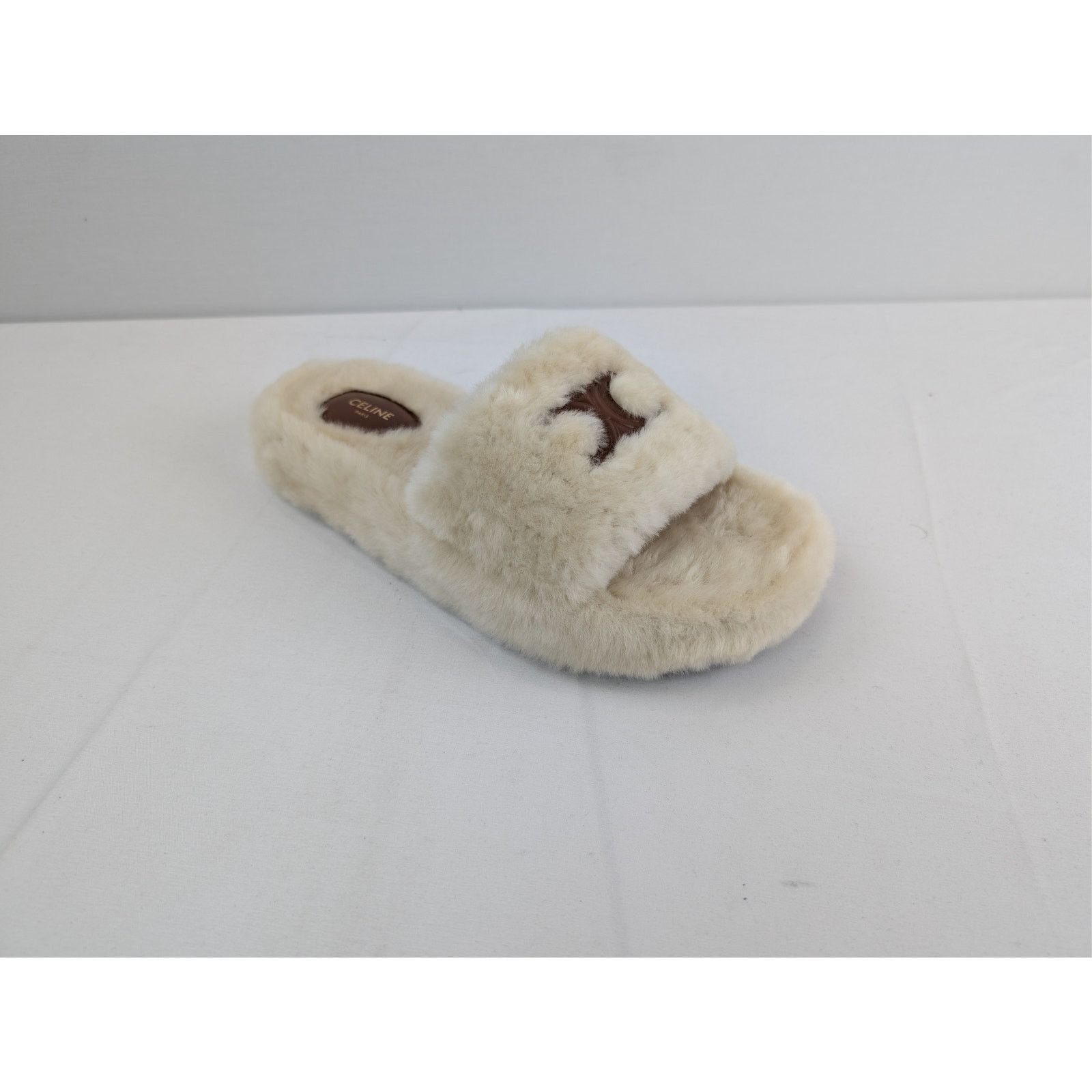 Celine o1rshd1 Fur Slides in Shearling Slide Slipper in Beige Size US 10 / IT 40 - 3 Thumbnail