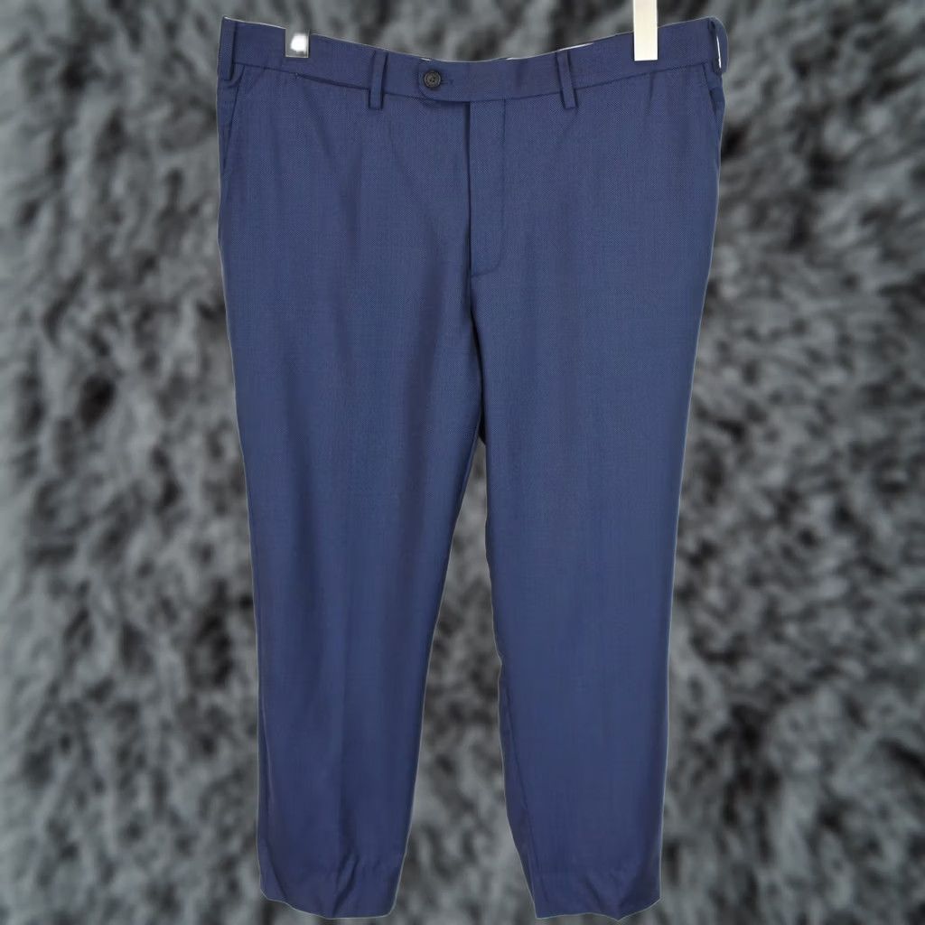 Suitsupply Suitsupply Sienna Trousers Men UK 44S / W37 Patterned Blue Wool Pleated Tapered Dress Pants Size US 44 / EU 60 - 1 Thumbnail