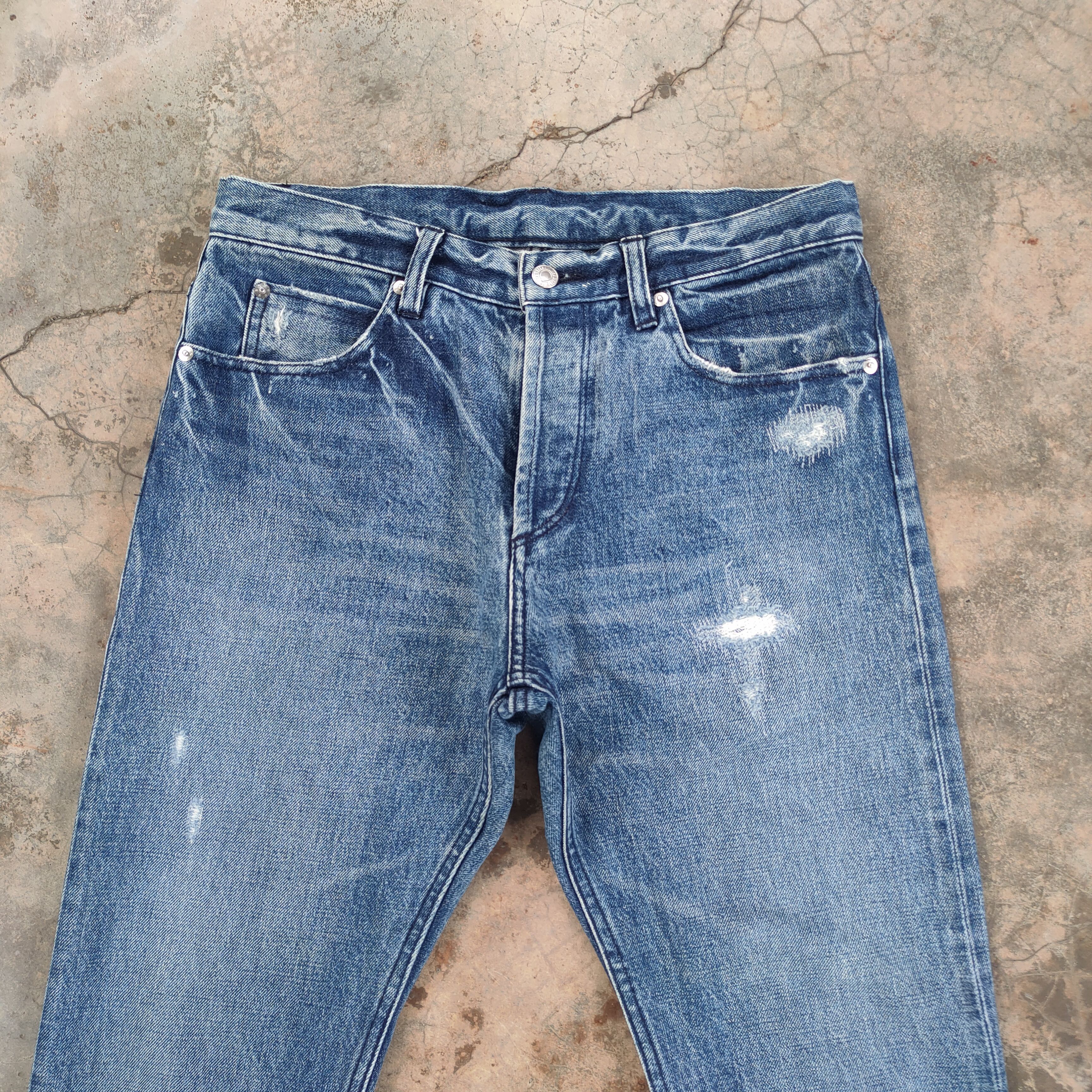 BEAUTY&YOUTH × Vintage VINTAGE JAPANESE SKINNY FADED DISTRESSED JEAN DENIM PANTS Size US 32 / EU 48 - 3 Thumbnail