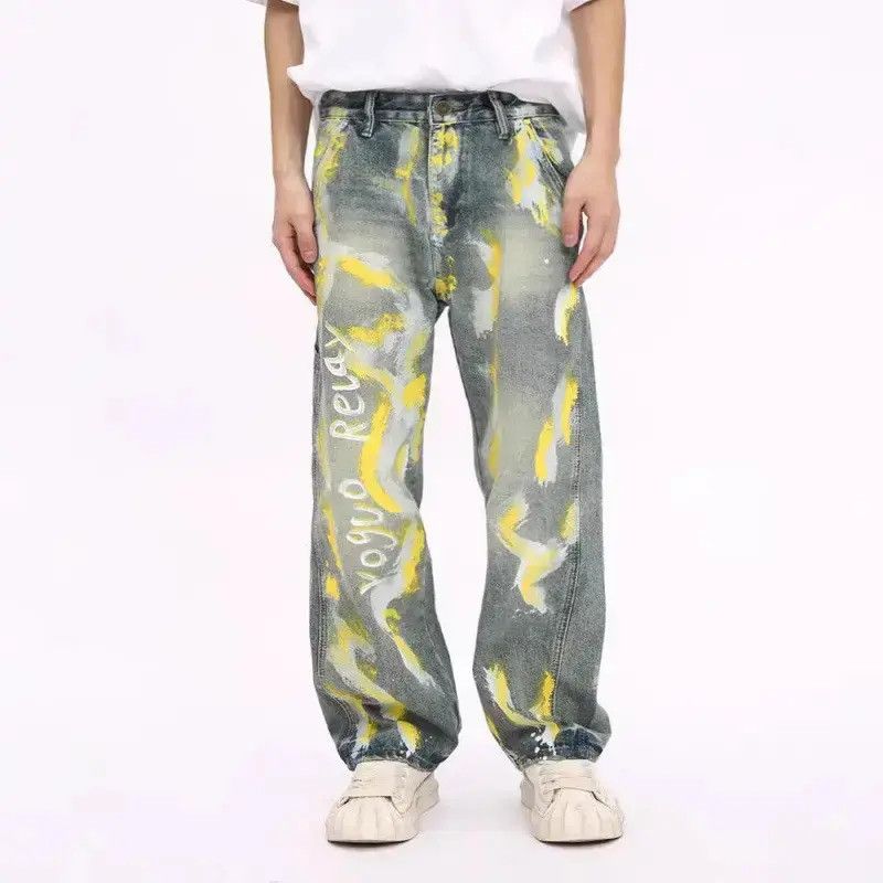 Japanese Brand Retro loose straight leg graffiti jeans Size US 32 / EU 48 - 1 Thumbnail