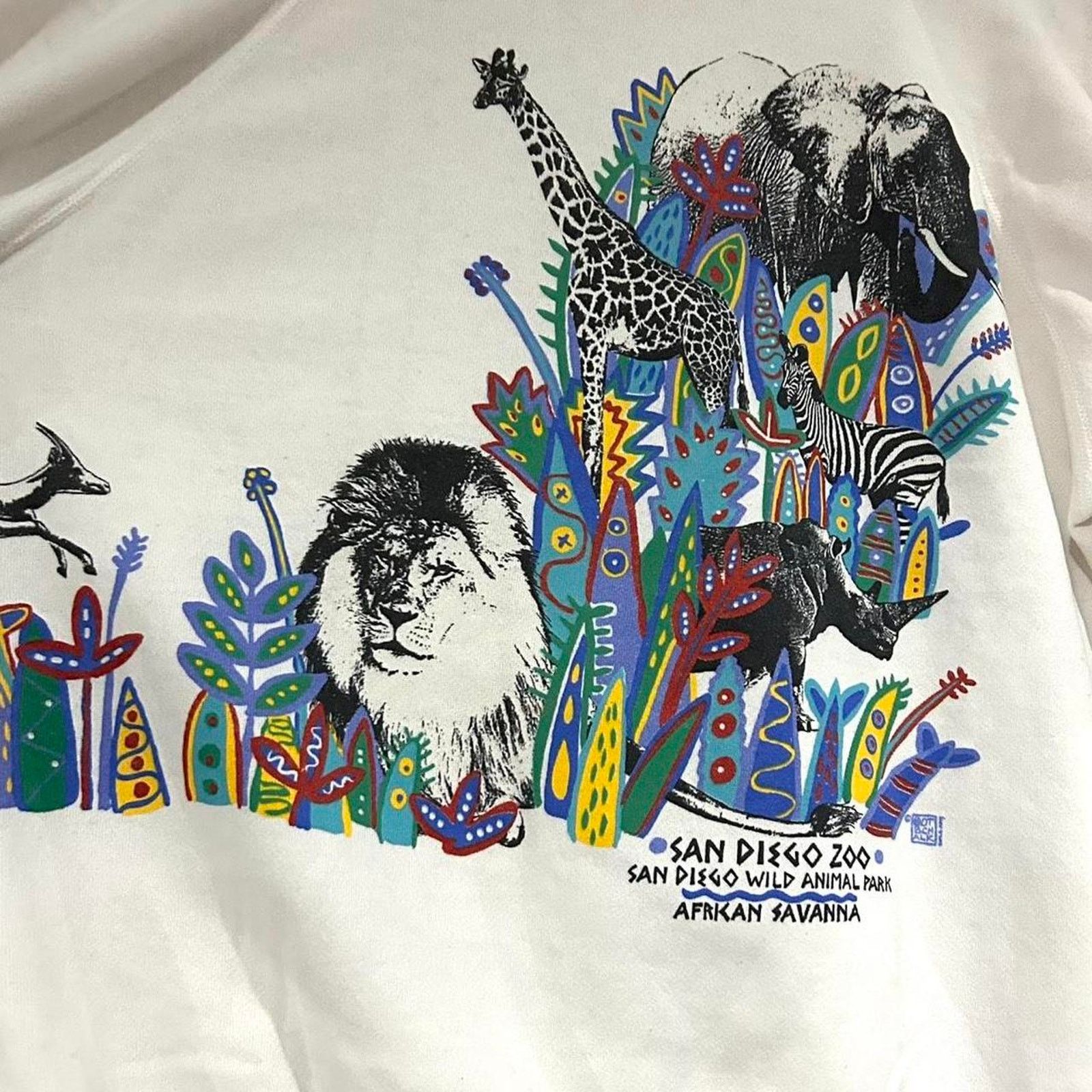 Hanes Vintage San Diego Zoo African Safari Crewneck Sweatshirt Size XL / US 12-14 / IT 48-50 - 2 Thumbnail